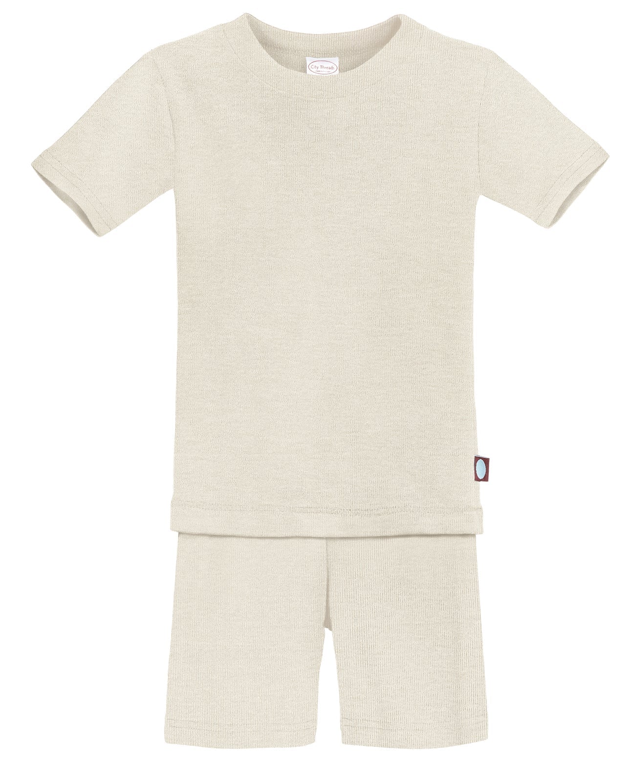 Boys and Girls Soft Organic Cotton Short Sleeve Snug Fit Pajama Set | Oatmeal - Remutear