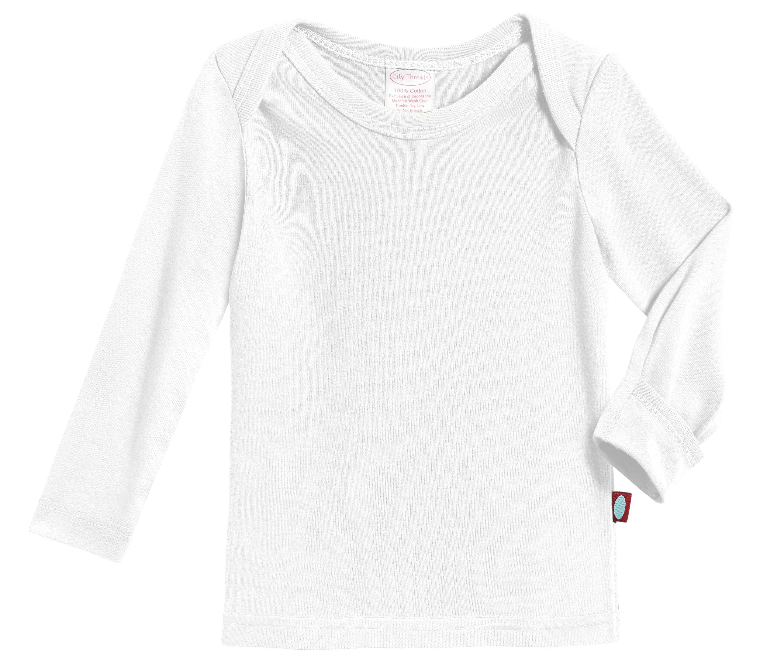 Super-Soft Organic Cotton Baby Rib Long Sleeve Lap Tee| White - Remutear