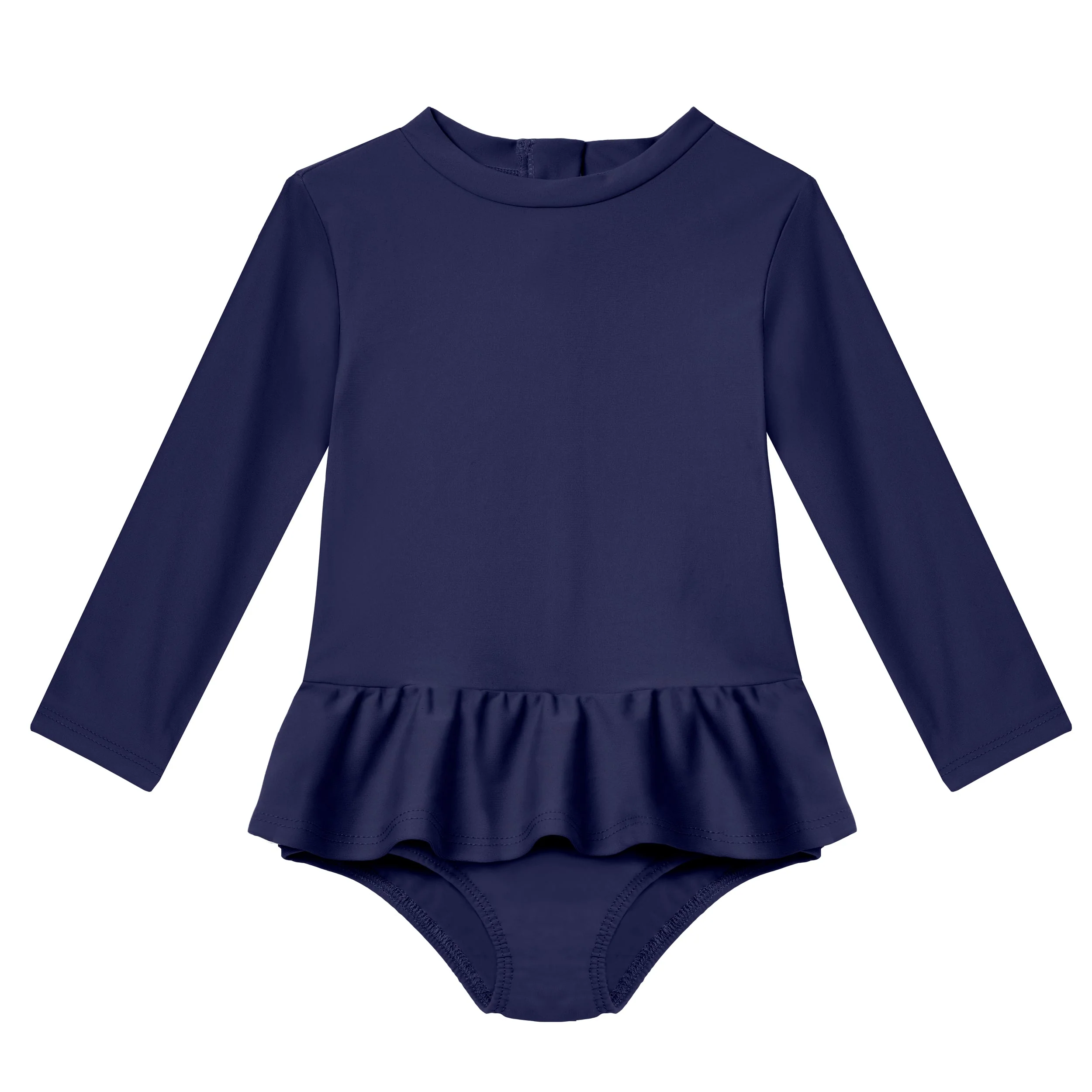 Infant and Toddler Girls UPF 50+ Skirted One-Piece Swimsuit  | Navy - Remutear