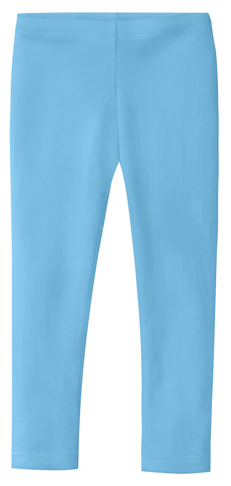 Girls Soft 100% Cotton Solid Colored Leggings | Bright Light Blue - Remutear