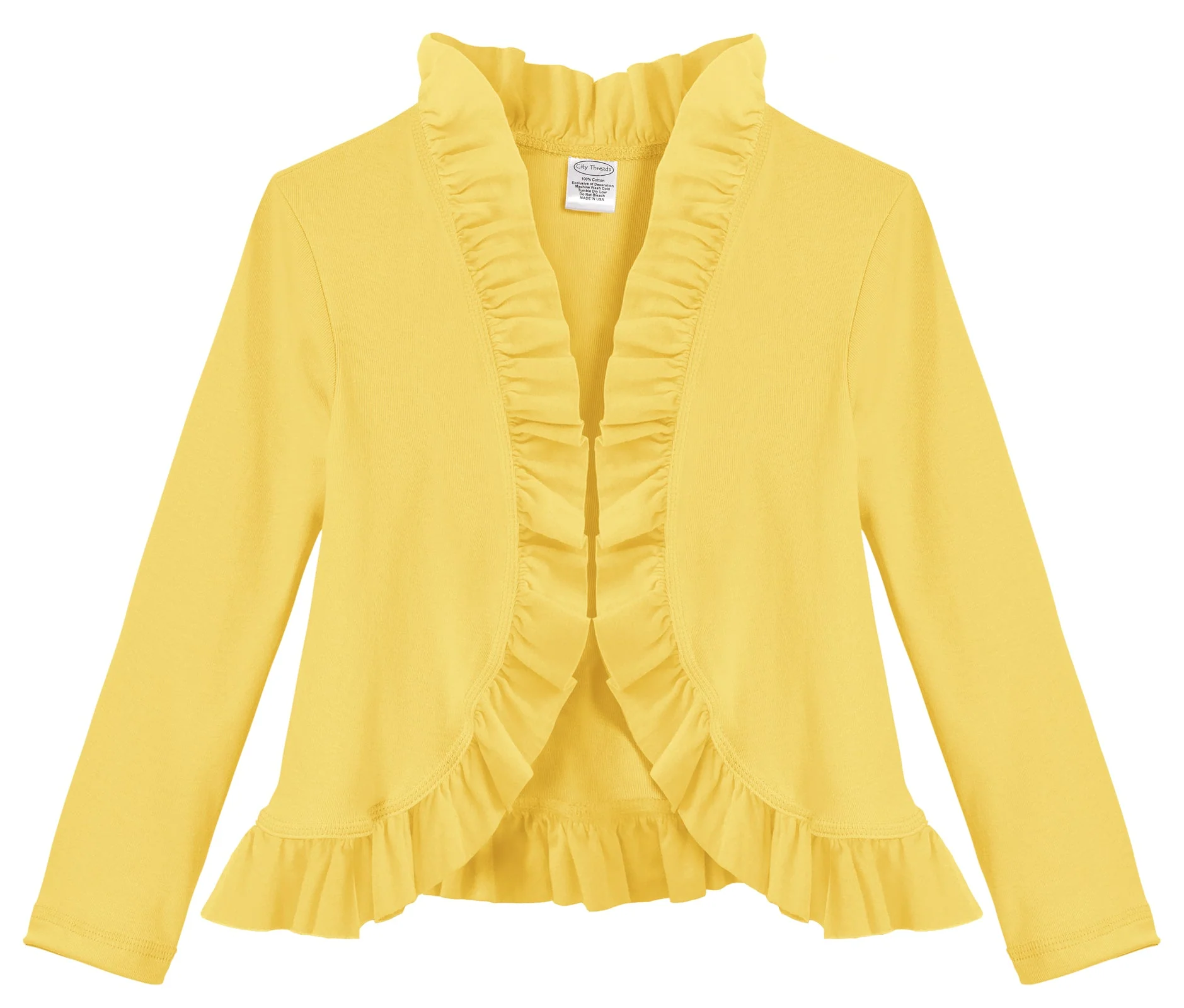 Girls Soft Cotton Jersey Ruffle Cardigan - Remutear