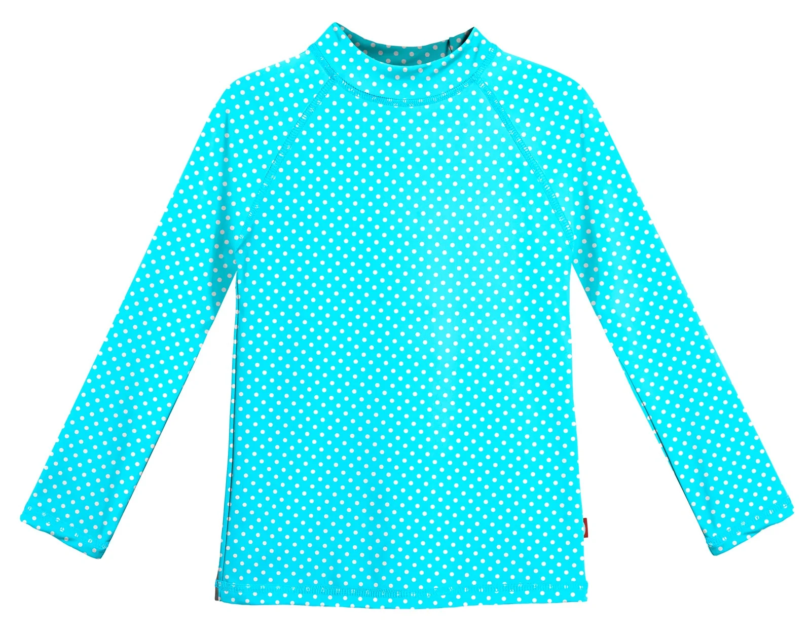 Girls UPF 50+ Printed Long Sleeve Rashguard | Turquoise w- White Polka Dot - Remutear