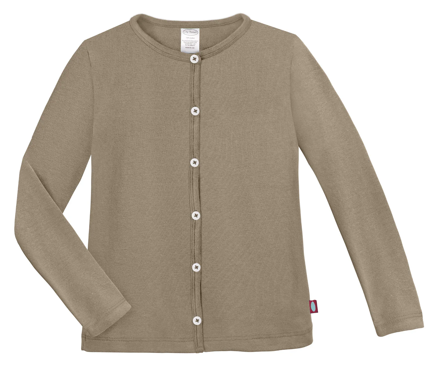 Girls Soft Cotton Button-Down Cardigan | Dark khaki - Remutear