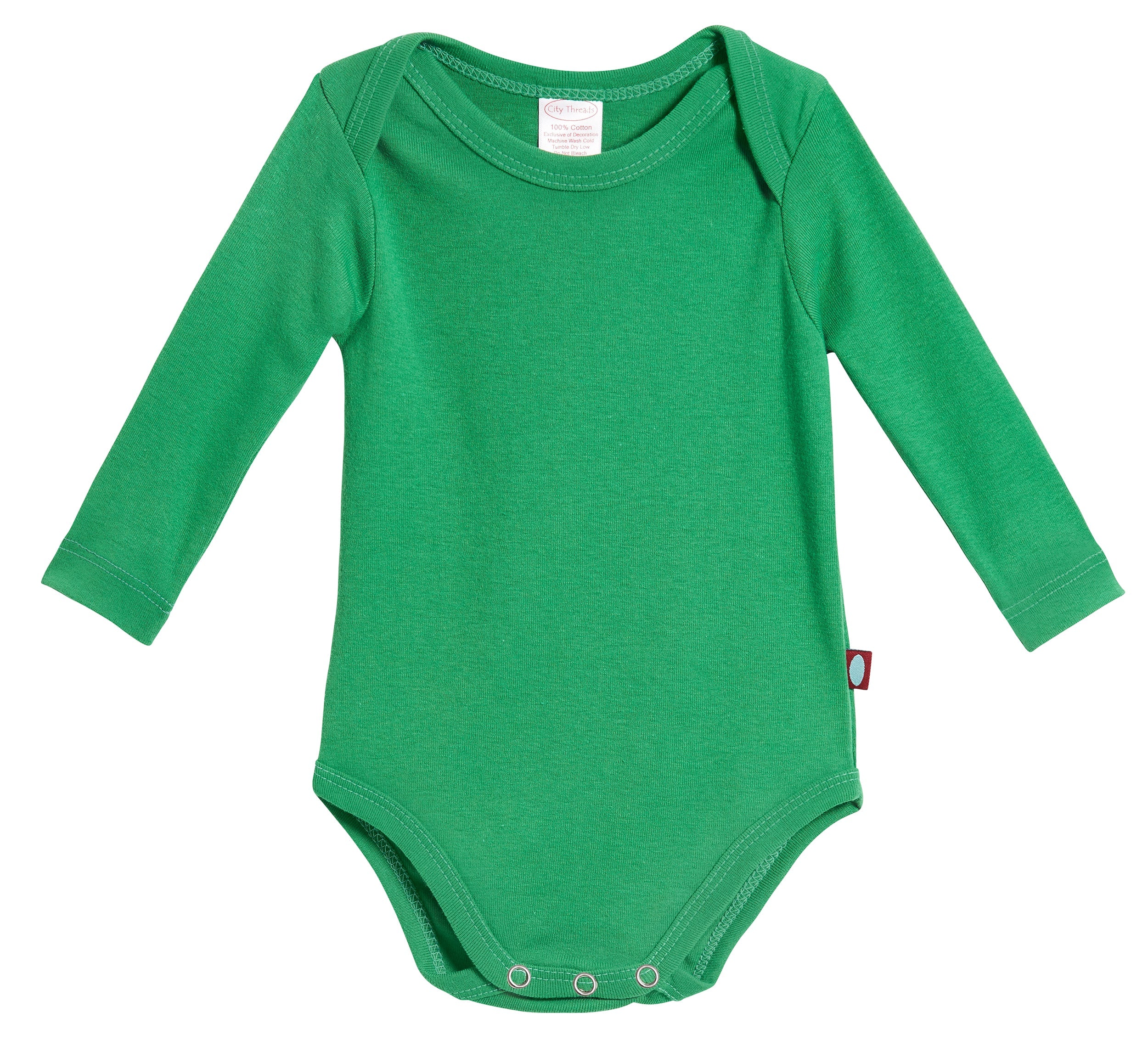 Super-Soft Organic Cotton Baby Rib Long Sleeve Snap Onesie| Elf Green - Remutear