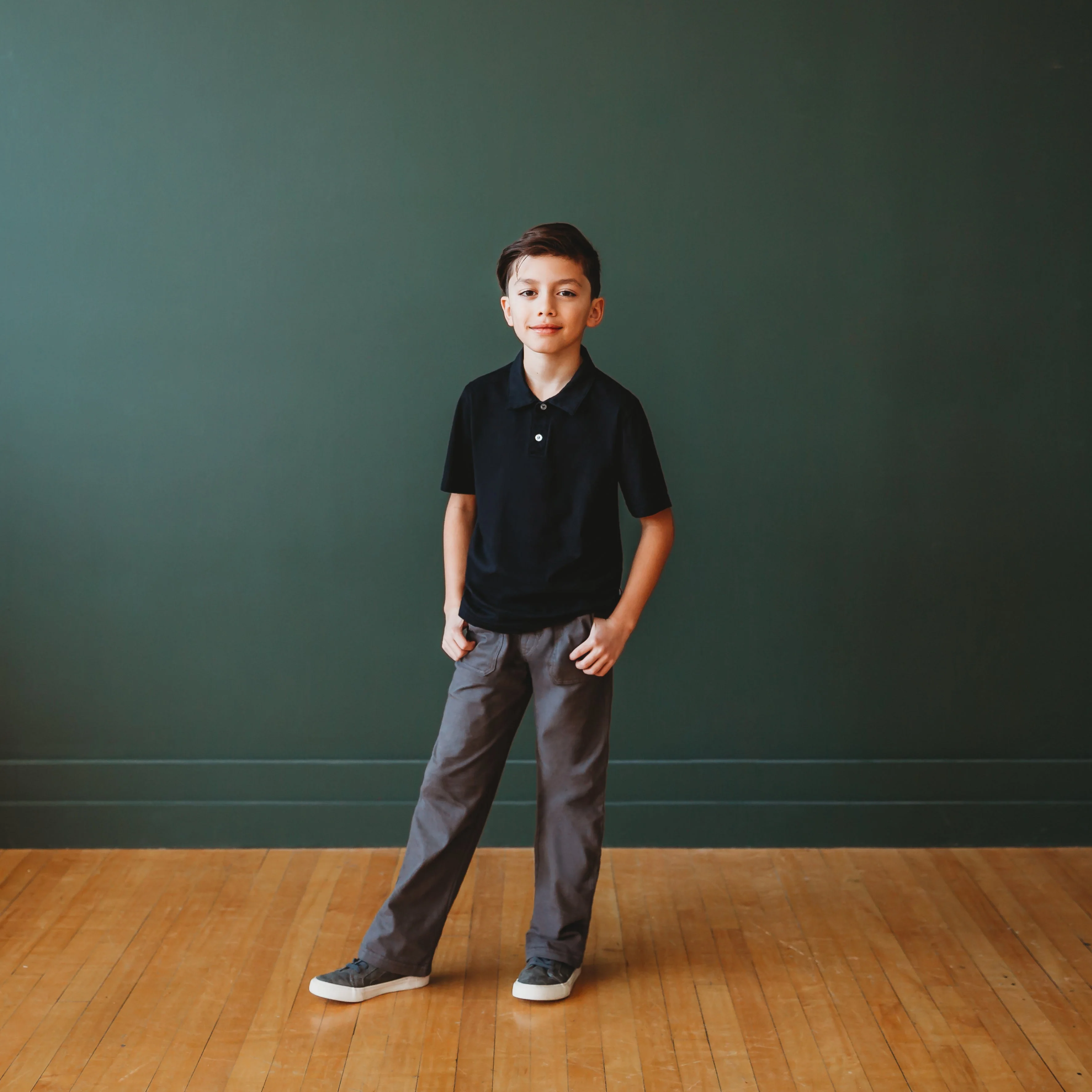 Boys Soft Cotton 3-Pocket Jersey Pants - UPF 50+ | Charcoal - Remutear