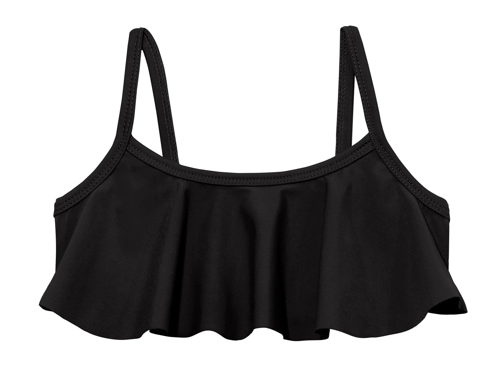 Girls UPF 50+ Flounce Bikini Top | Black - Remutear