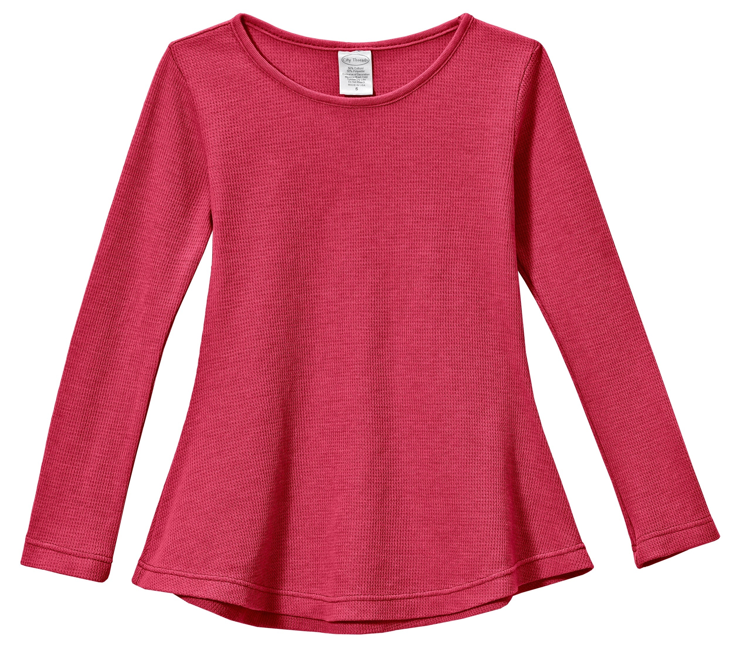 Girls Soft & Cozy Thermal Long Sleeve Tunic | Candy Apple - Remutear