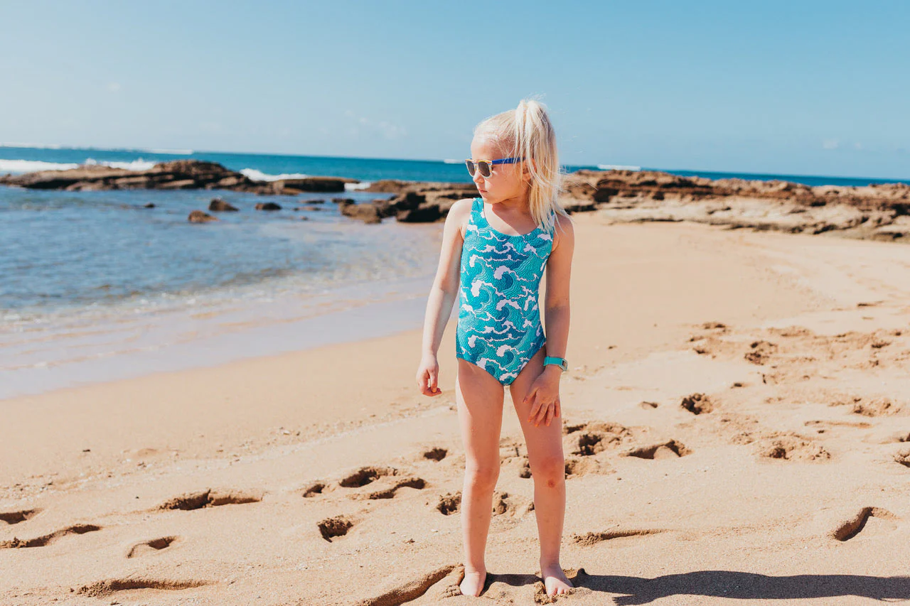 Girls UPF 50+ One Piece Swimsuit | Teal - Remutear