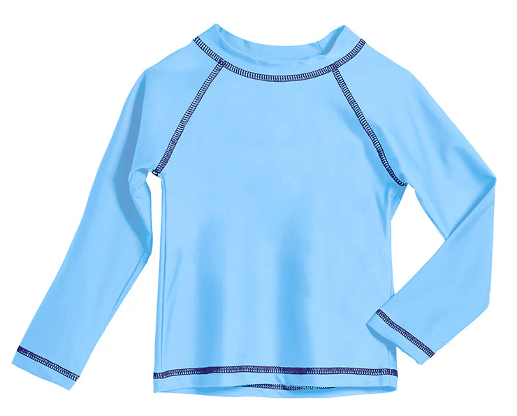 Boys UPF 50+ Long Sleeve Rashguard | Bright Light Blue - Remutear