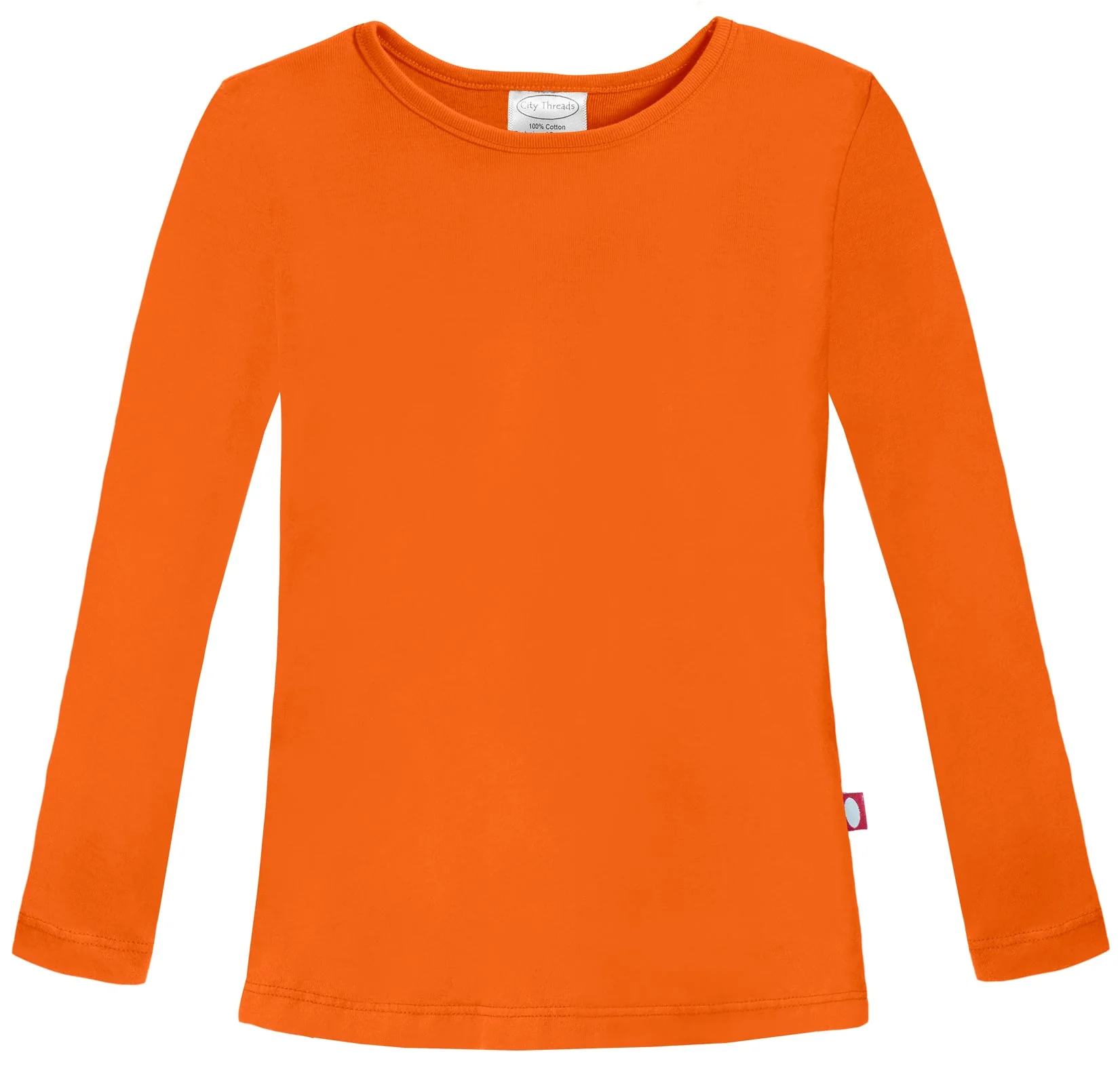 Girls Soft Cotton Jersey Long Sleeve Tee | Orange - Remutear