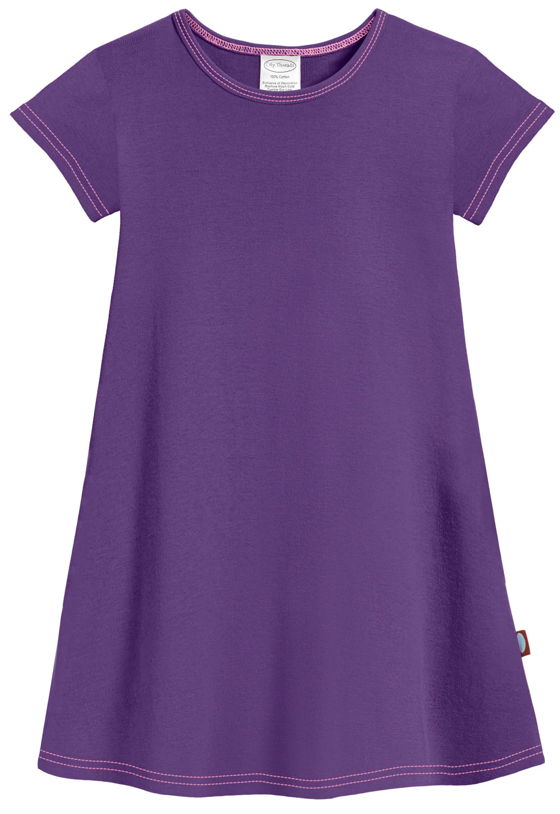 Girls Soft Cotton Jersey Cap Sleeve Dress | Purple - Remutear