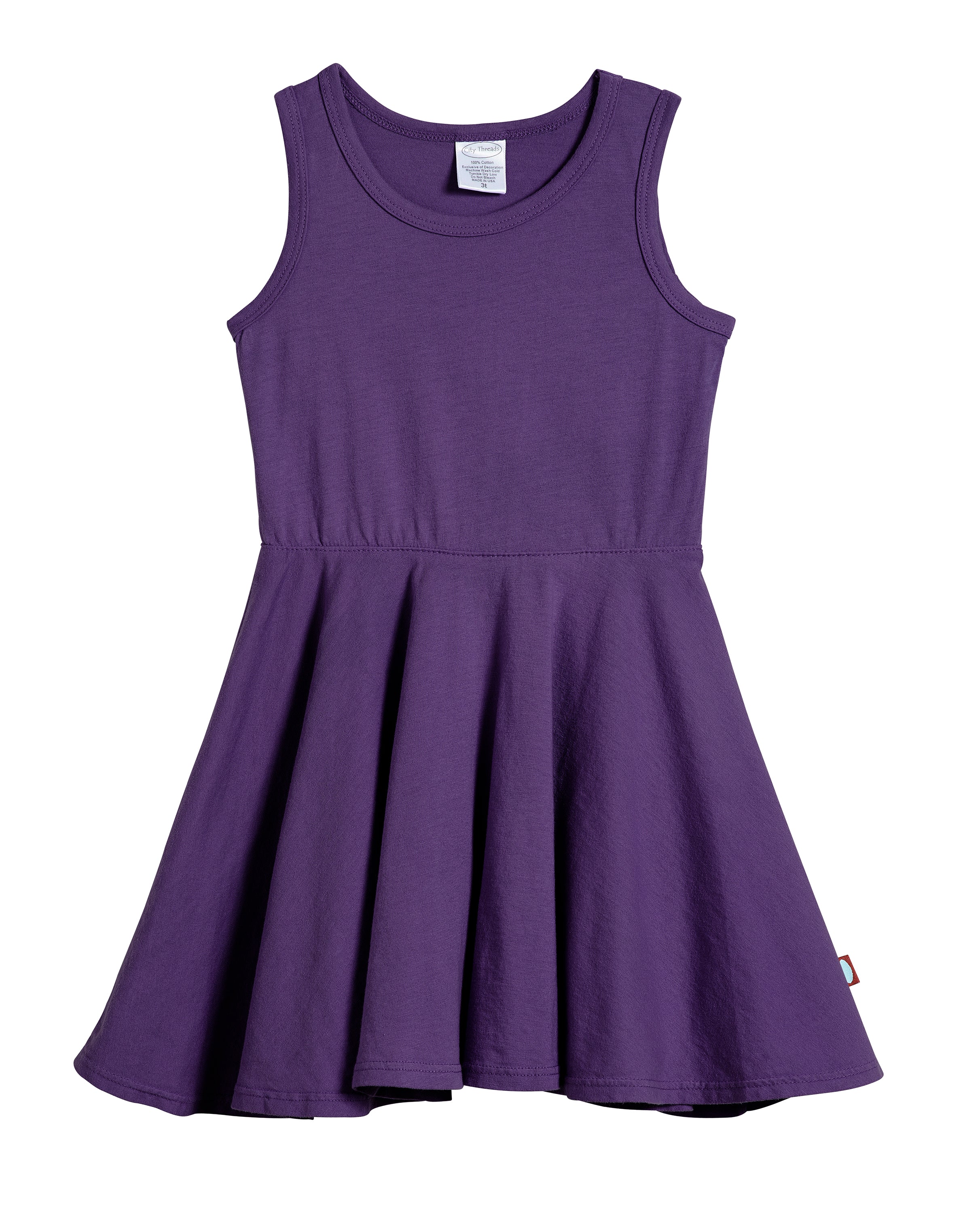 Girls Soft Cotton Jersey Twirly Tank Dress  | Purple - Remutear