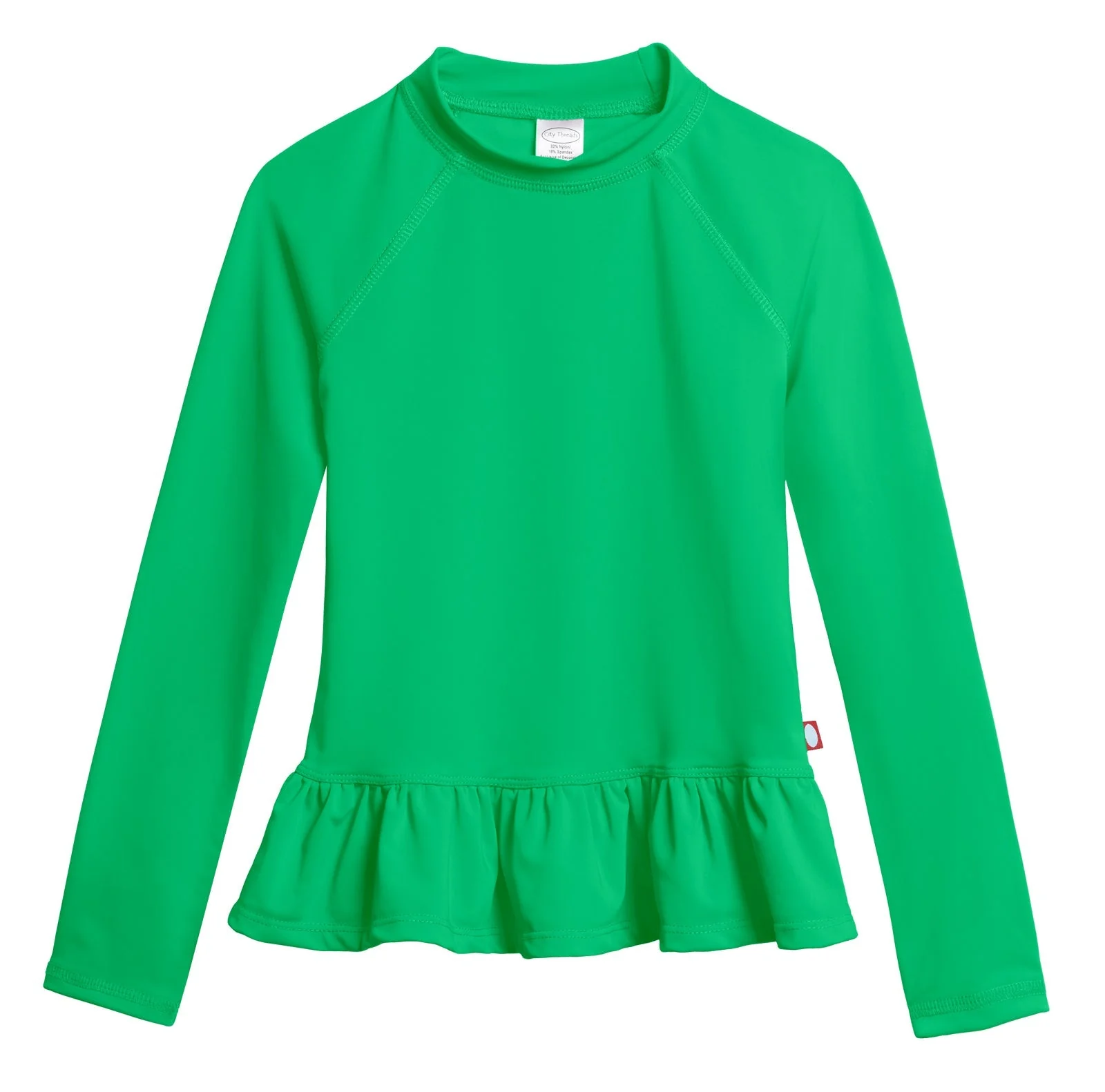 Girls UPF 50+ Peplum Long Sleeve Rashguard | Elf Green - Remutear