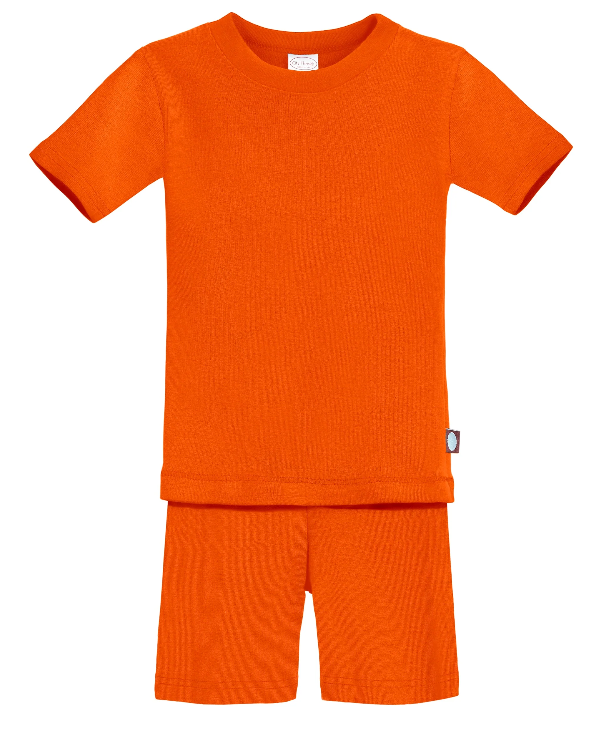 Boys and Girls Soft Organic Cotton Short Sleeve Snug Fit Pajama Set | Orange - Remutear