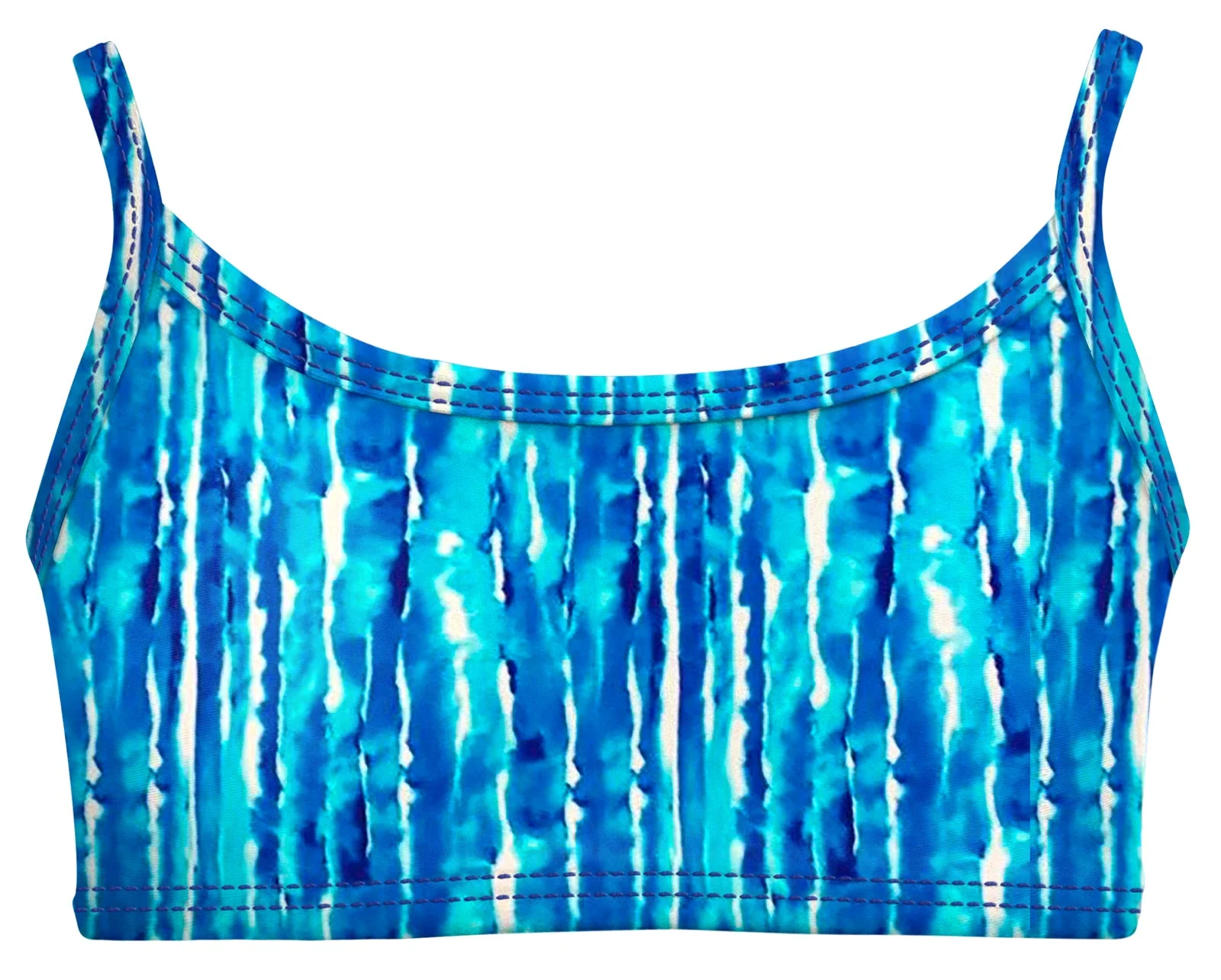 Girls UPF 50+ Printed Bikini Swim Top  | Water Tie Dye - Remutear
