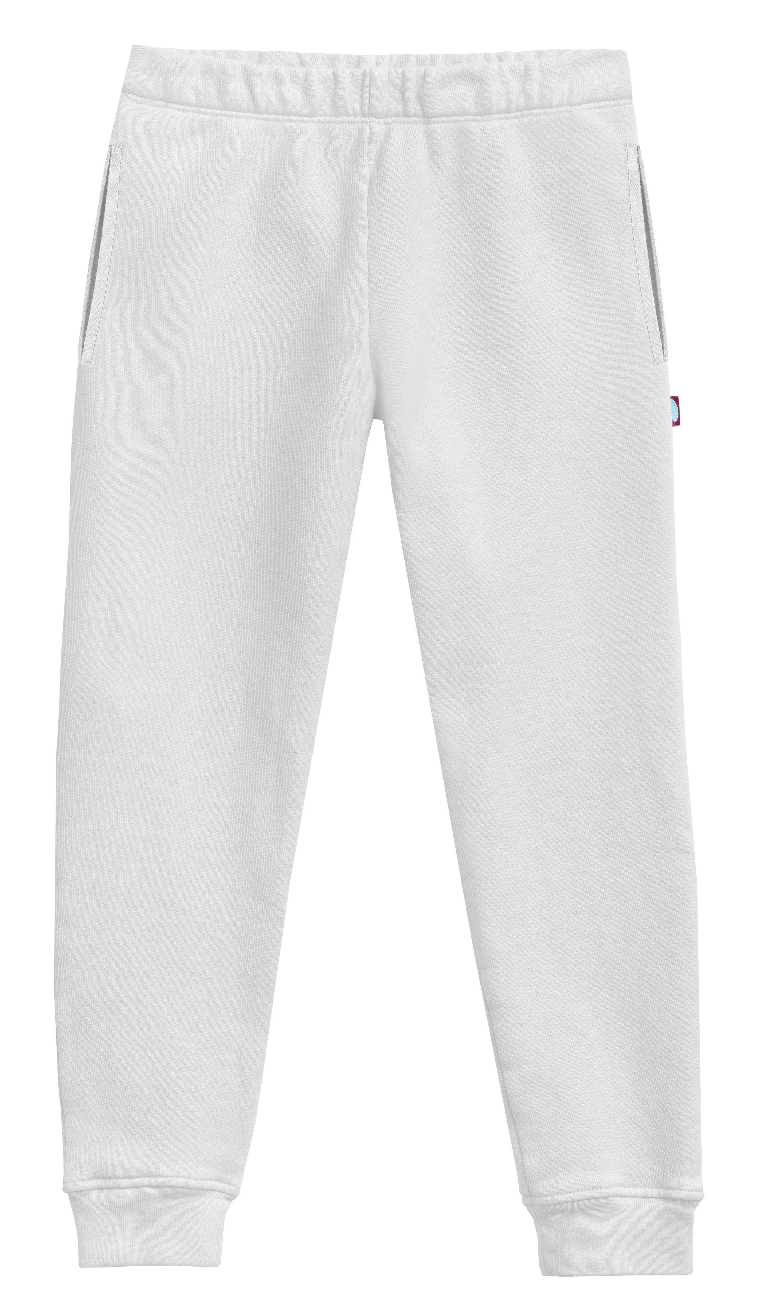 Boys and Girls Lightweight Soft Cotton Fleece Pocket Jogger | White - Remutear