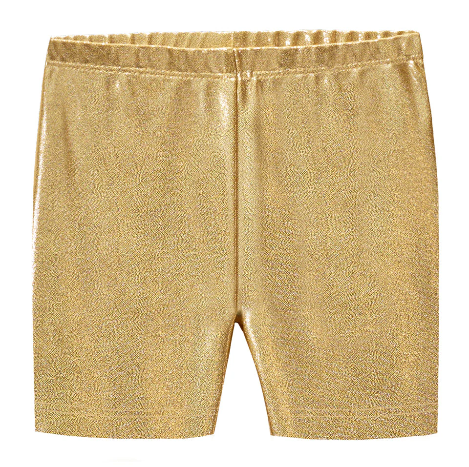 Girls Novelty Bike Shorts  | Gold Sparkly Shimmer - Remutear