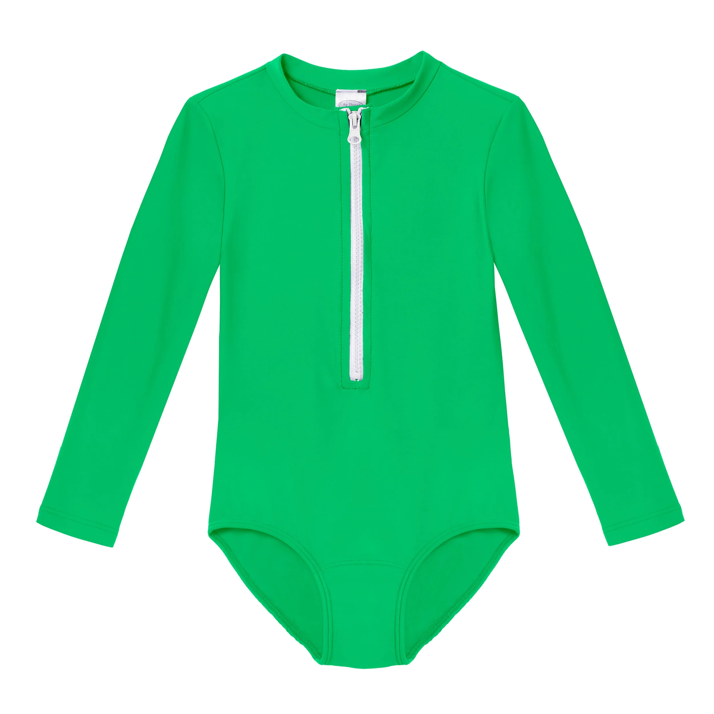 Girls UPF 50+ One-Piece Long Sleeve Swimsuit | Elf - Remutear