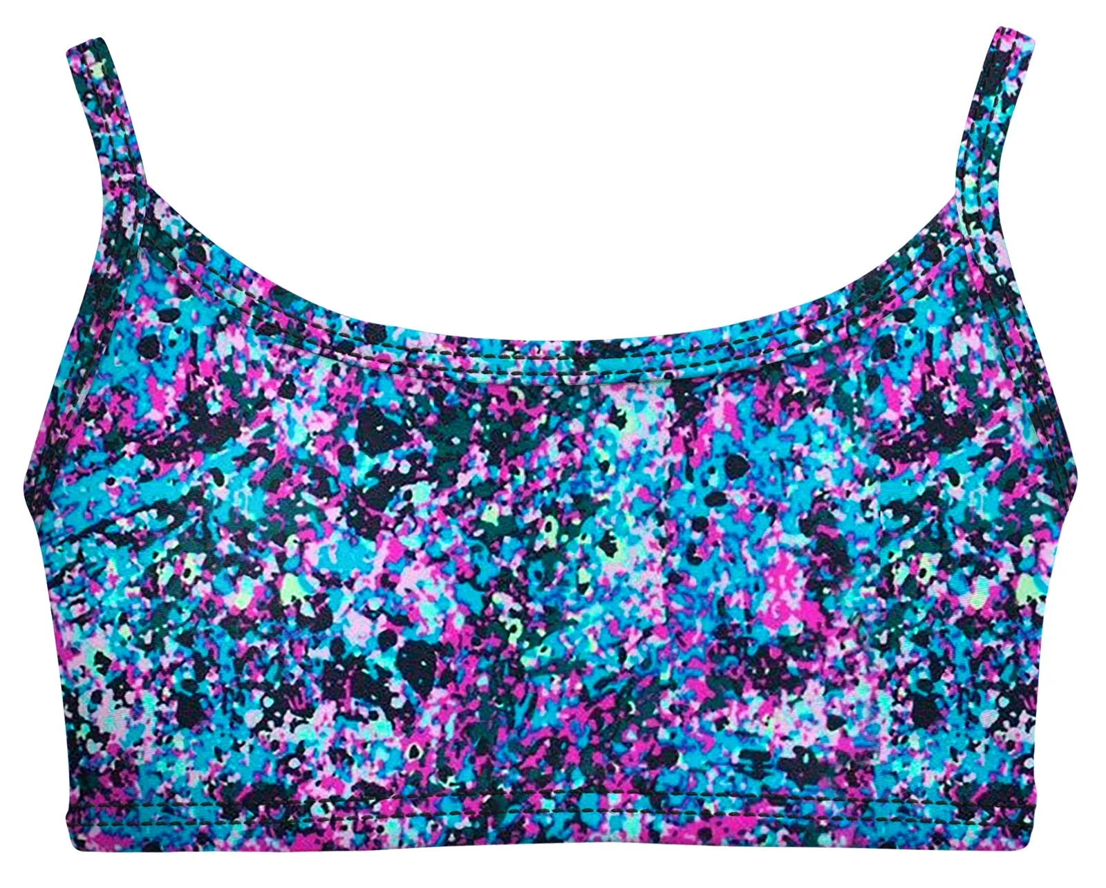 Girls UPF 50+ Printed Bikini Swim Top  | Splatter - Remutear