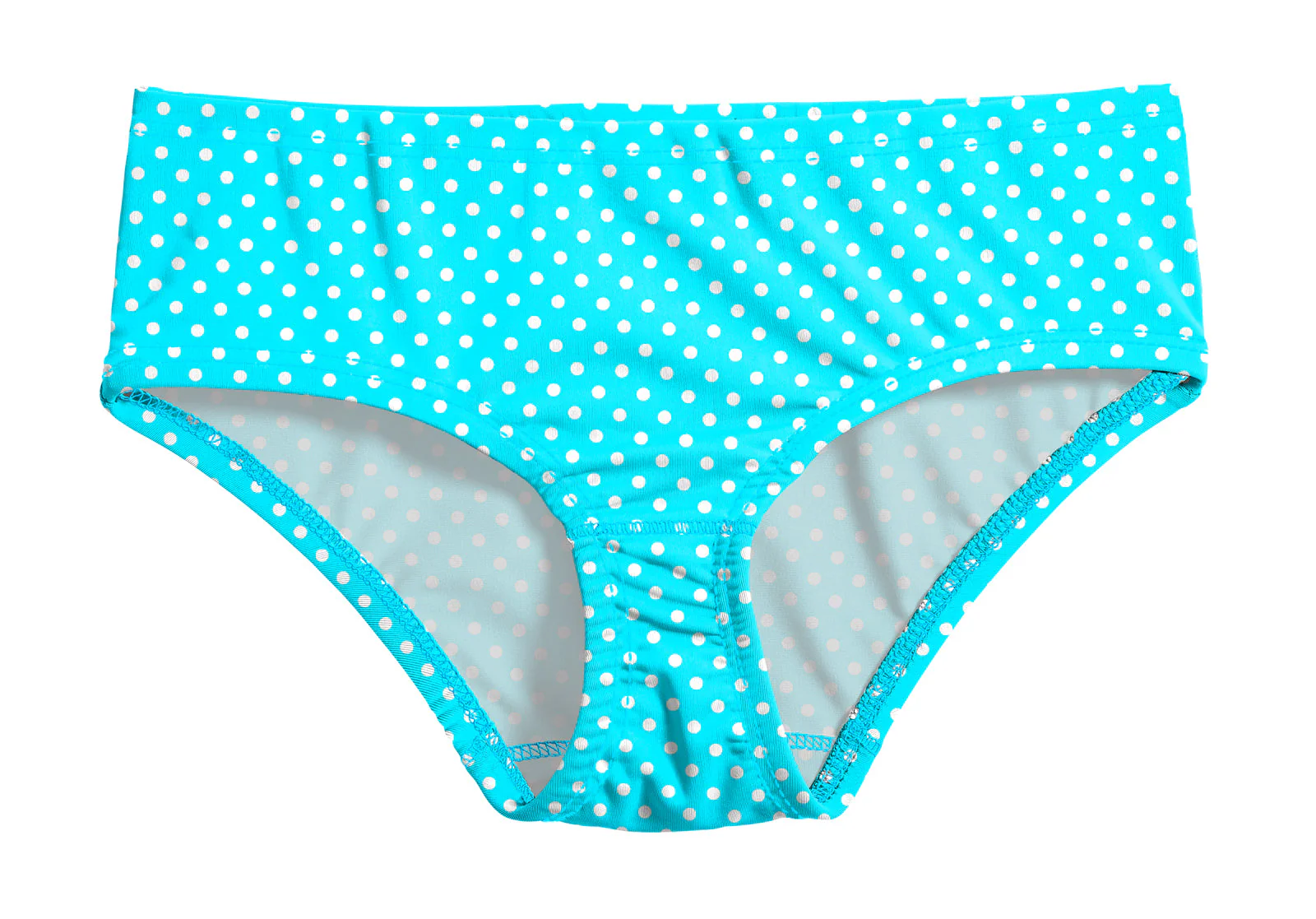 Girls UPF 50+ Printed Swim Briefs  | Turquoise w- White Polka Dot - Remutear