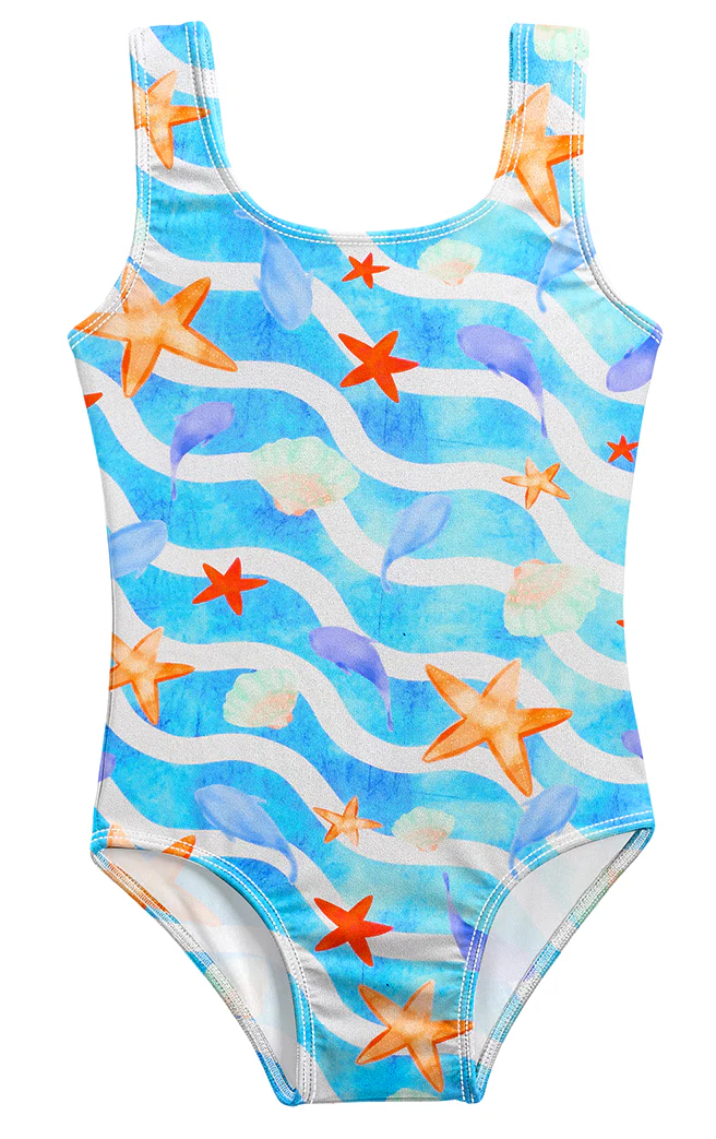Girls UPF 50+ One Piece Swimsuit | Marine Life - Remutear