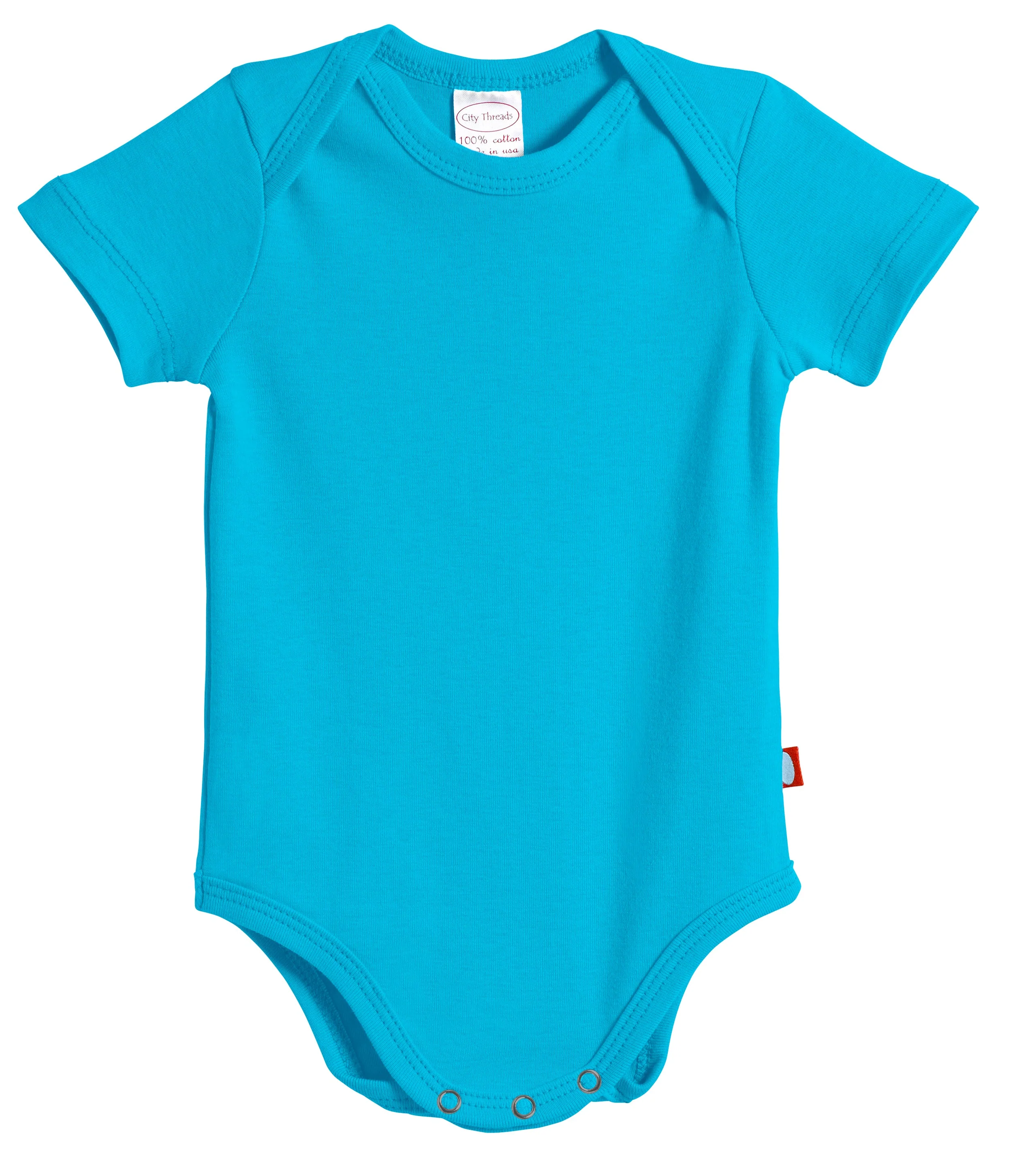 Super-Soft Organic Cotton Baby Rib Short Sleeve Snap Onesie| Turquoise - Remutear