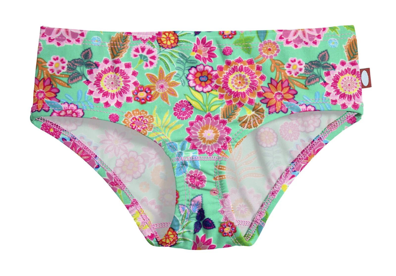 Girls UPF 50+ Printed Swim Briefs  | Bright Flowers - Remutear