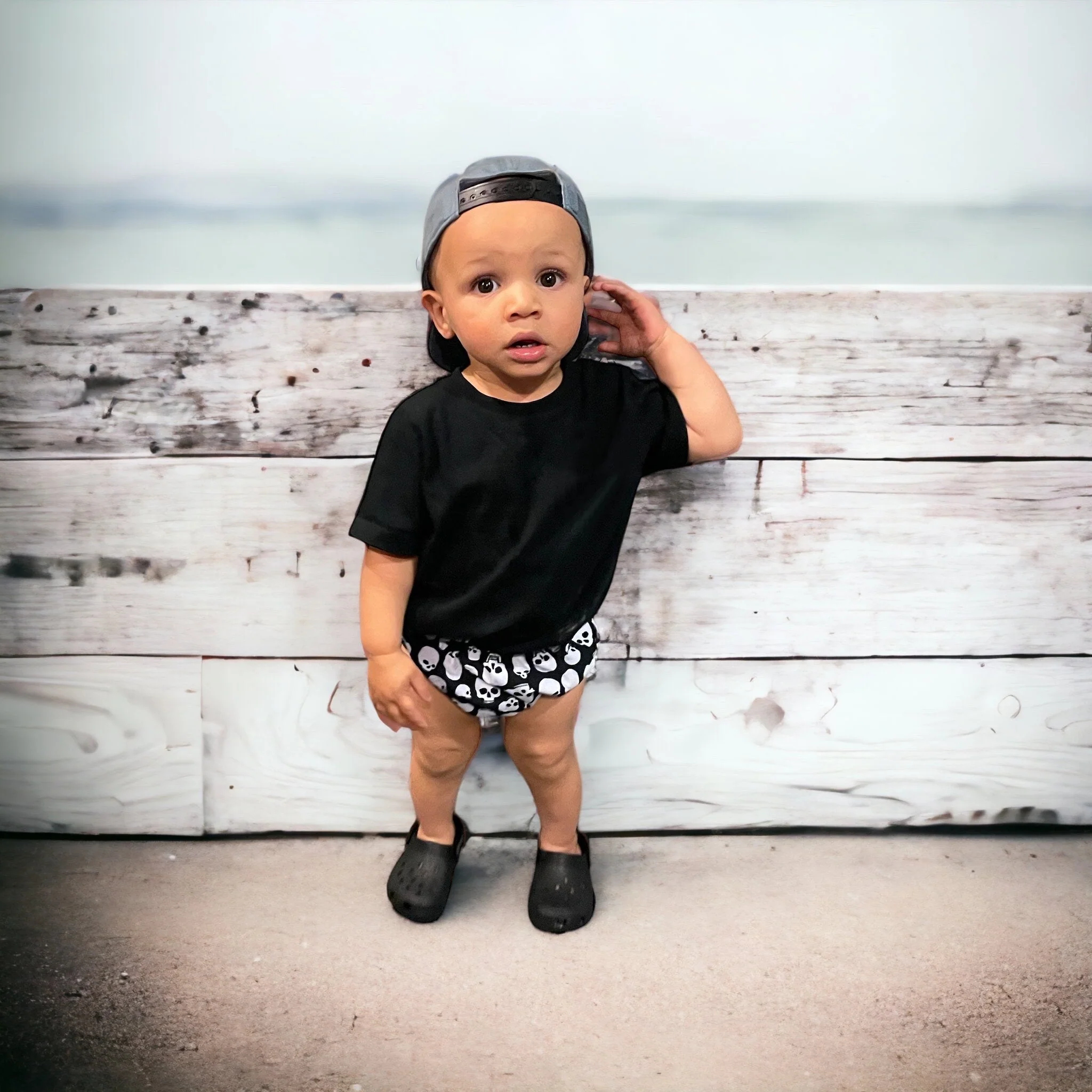 Boys and Girls Recycled Polyester UPF 50+ Swim Diaper Cover | Skulls - Remutear
