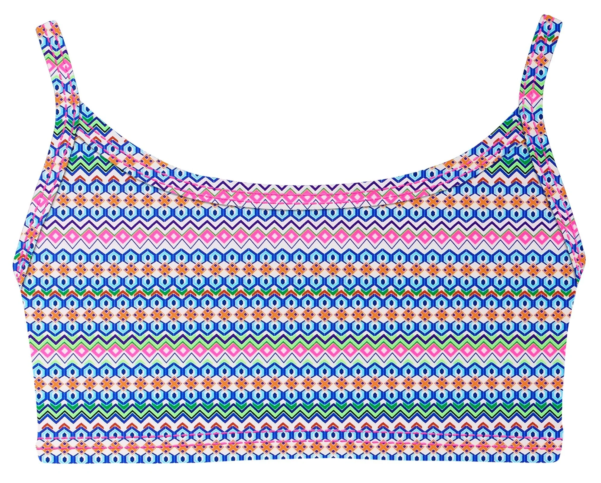 Girls UPF 50+ Printed Bikini Swim Top  | Fiesta Print - Remutear
