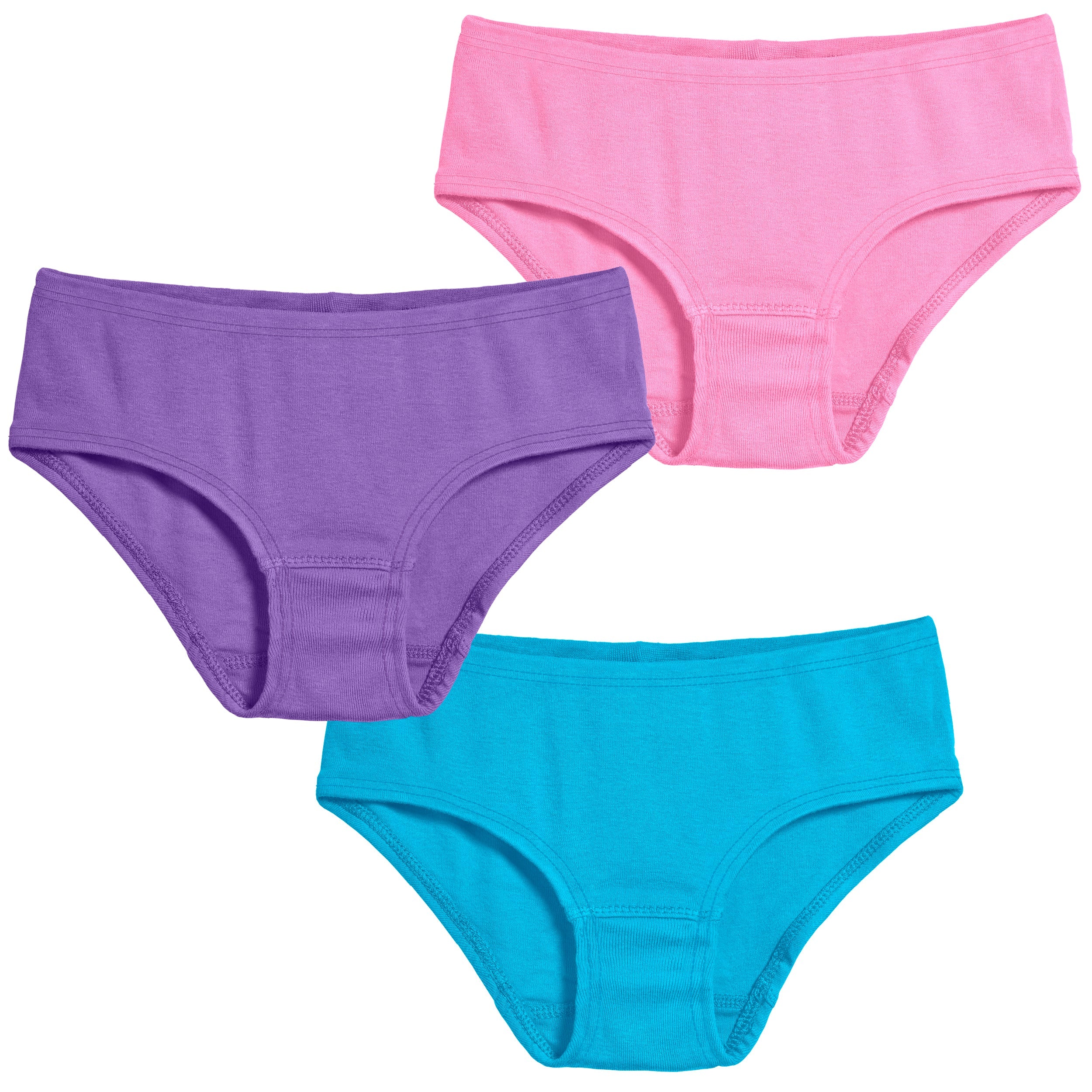 Girls Soft Cotton Brief 3-Pack |  Bubblegum/Deep Purple/Turquoise - Remutear