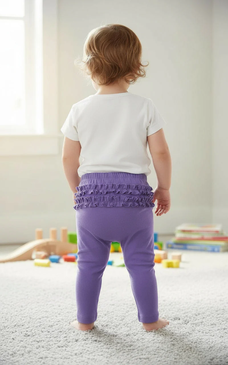 Baby Ruffle Butt Soft Cotton Leggings | Candy Apple - Remutear