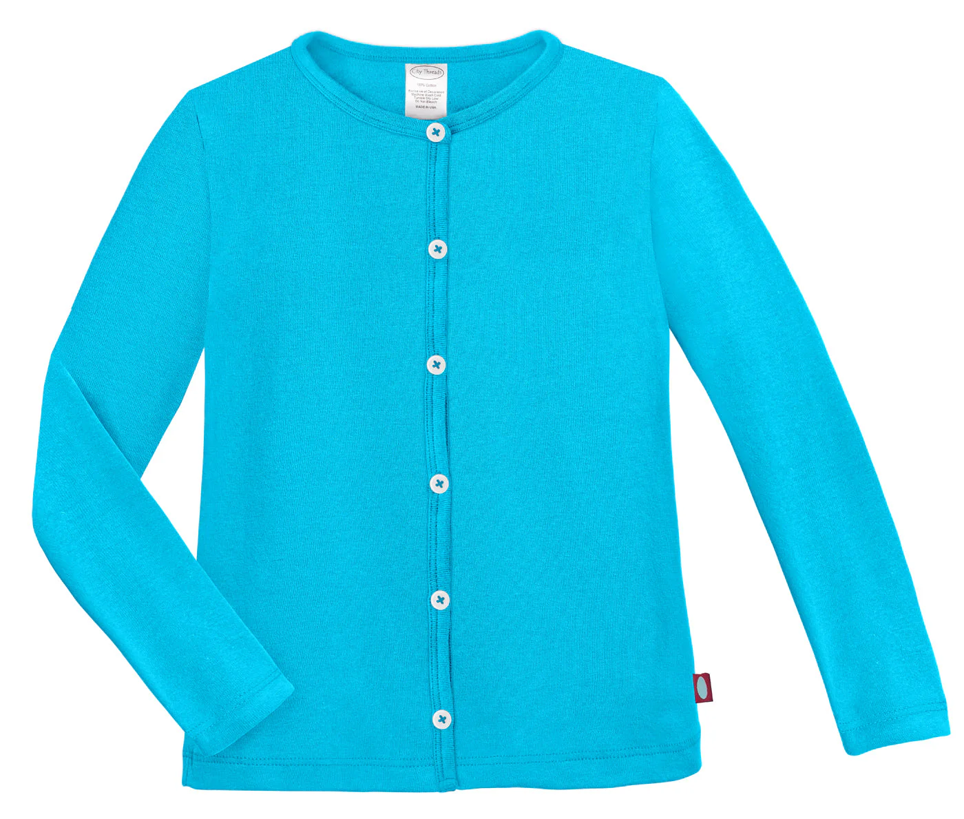 Girls Soft Cotton Button-Down Cardigan | Turquoise - Remutear