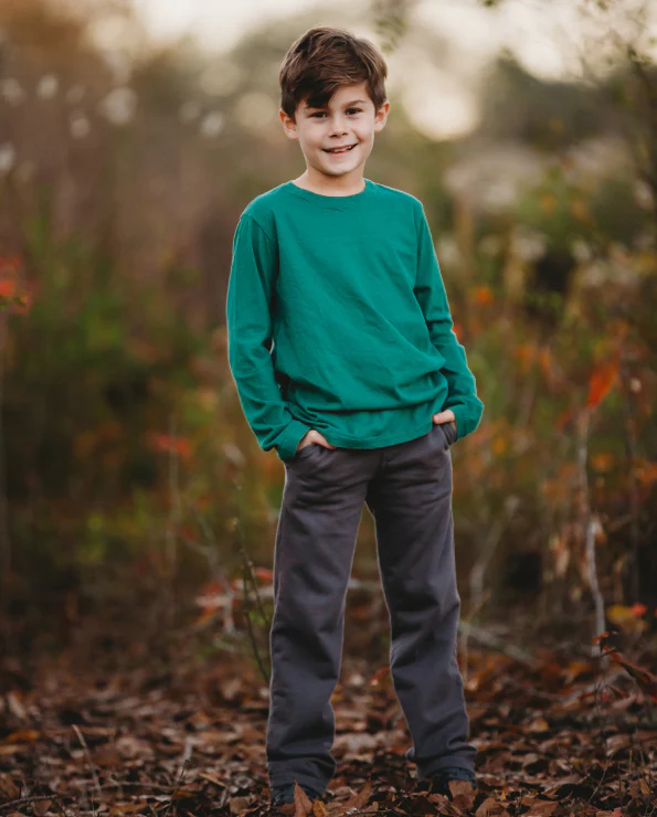 Boys Soft Cotton Jersey Long Sleeve Tee | Black - Remutear