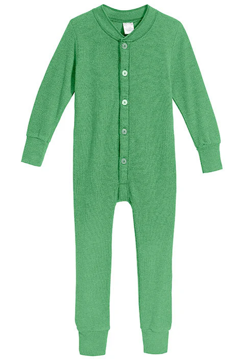 Boys and Girls Soft & Cozy Thermal One- Piece Union Suit  | Elf Green - Remutear