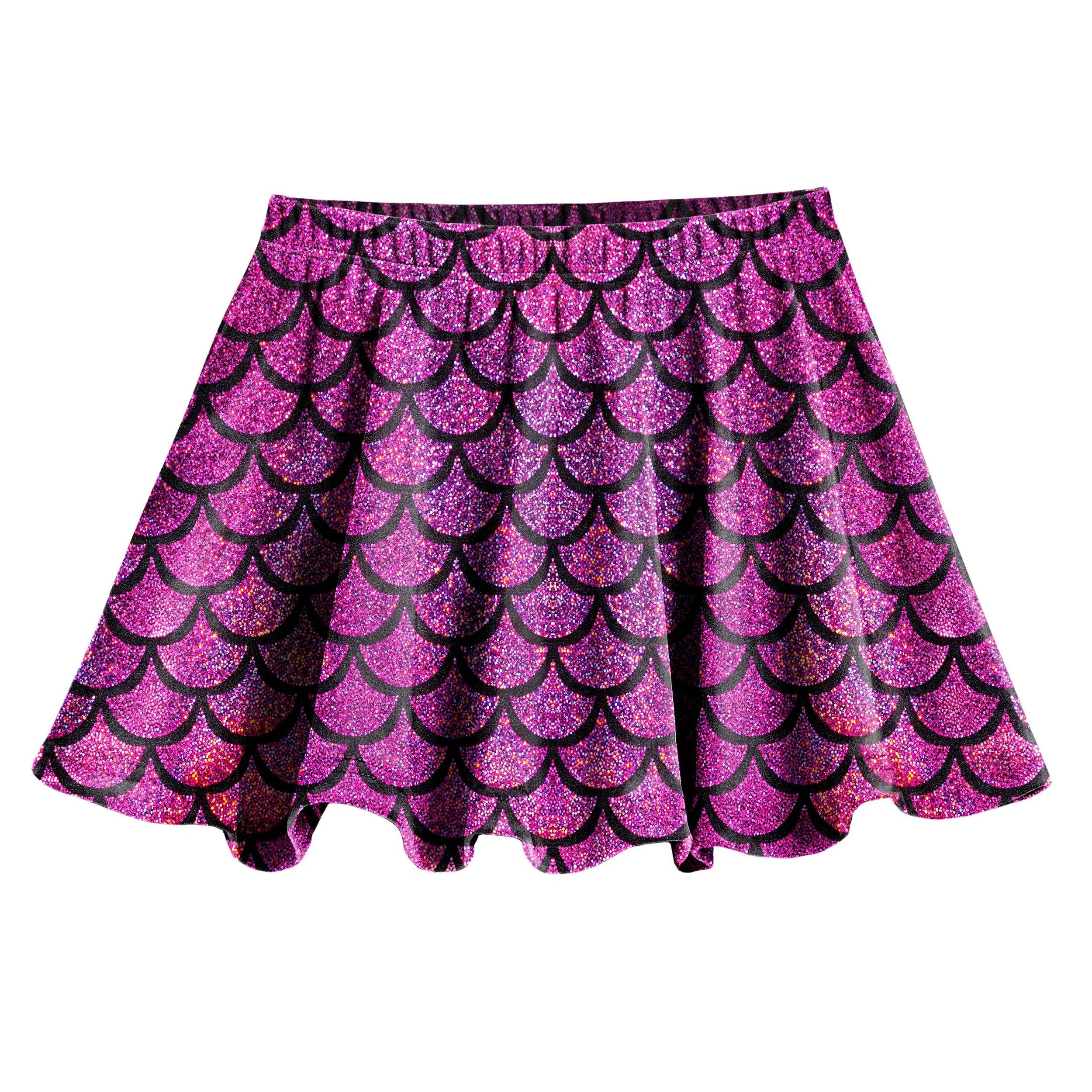Girls Novelty Circle Skirt | Fuchsia Mermaid Sparkle - Remutear