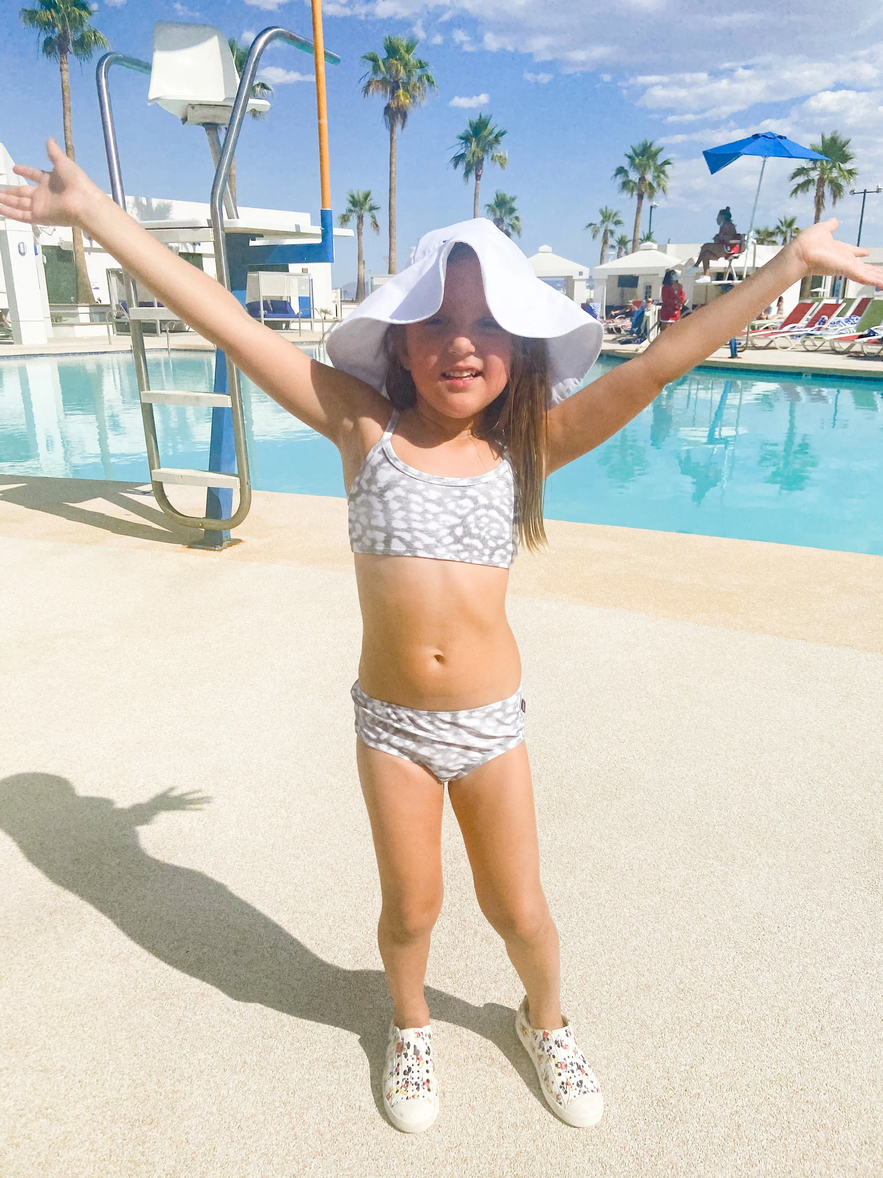 Girls UPF 50+ Printed Swim Briefs  | Leopard Monochrome - Remutear