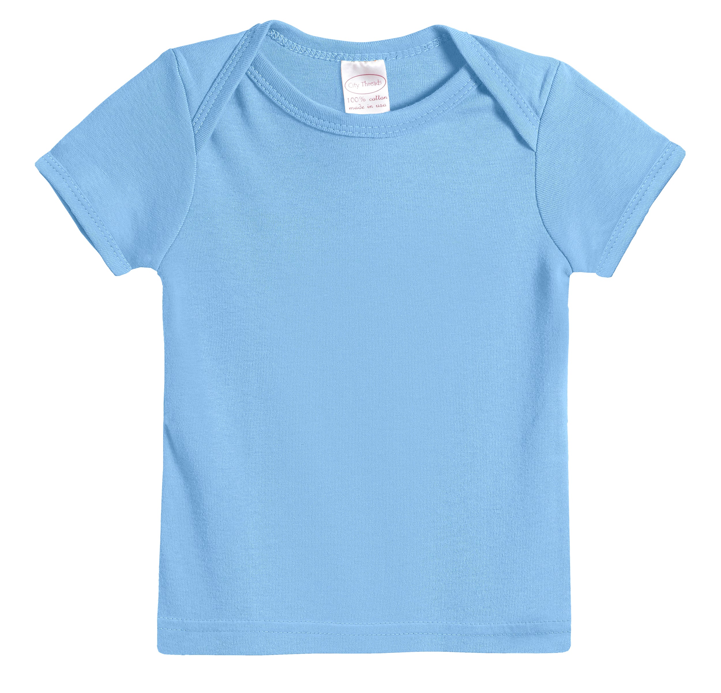Super-Soft Organic Cotton Baby Rib Short Sleeve Lap Tee| Bright Light Blue - Remutear