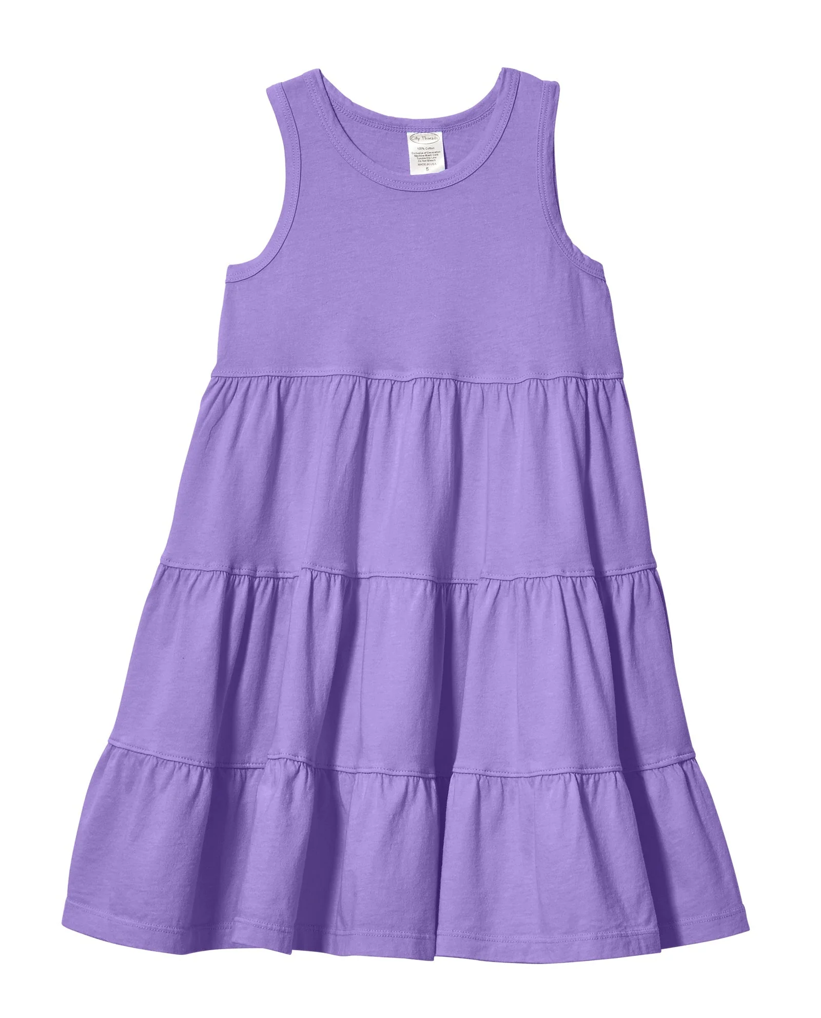 Girls Soft Cotton Jersey Tiered Tank Dress | Deep Purple - Remutear