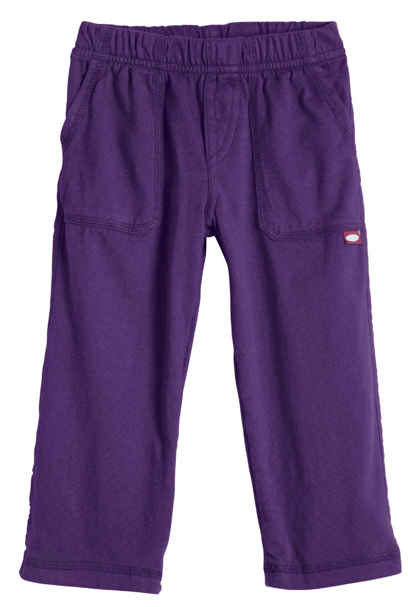 Boys Soft Cotton 3-Pocket Jersey Pants - UPF 50+ | Purple - Remutear