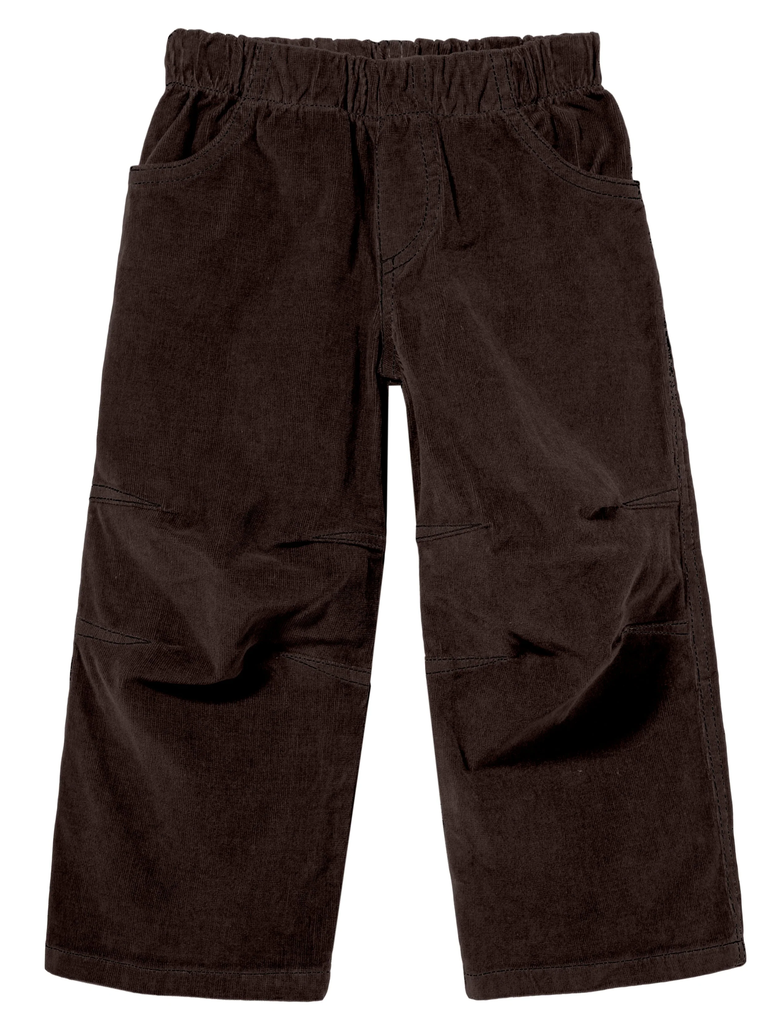Soft Stretch Cord Pants With Knee Articulation - Matching Stitch | Dark Cocoa - Remutear