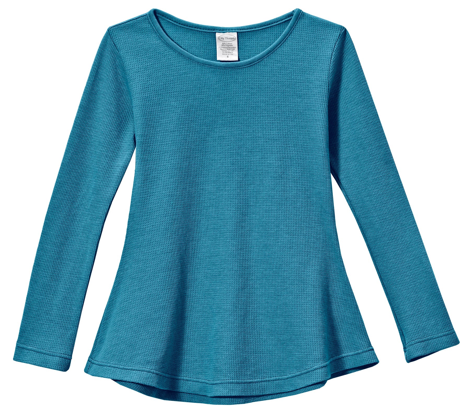 Girls Soft & Cozy Thermal Long Sleeve Tunic | Teal - Remutear