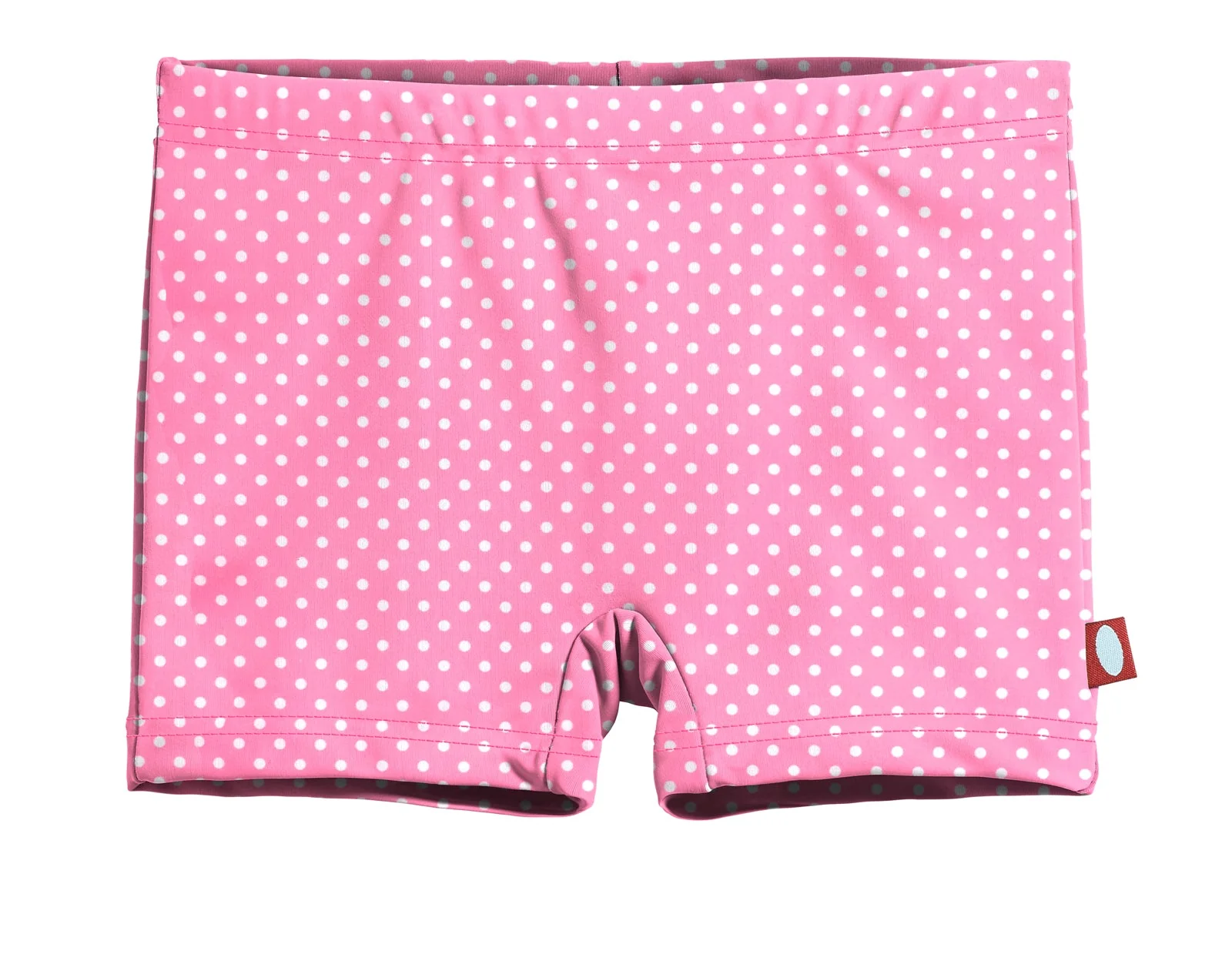 Girls UPF 50+ Printed Swim Boy Shorts  | Pink w- White Polka Dot - Remutear