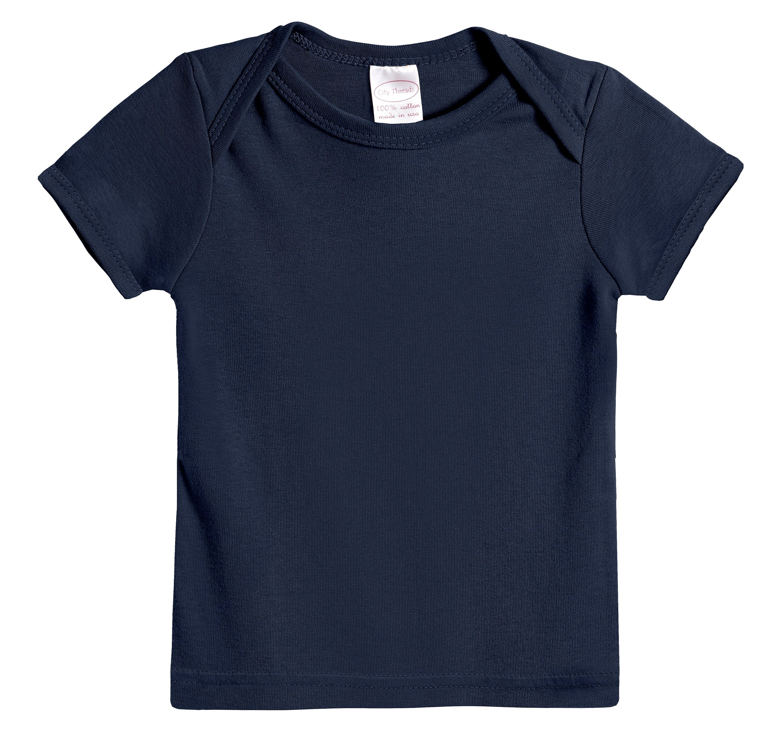 Super-Soft Organic Cotton Baby Rib Short Sleeve Lap Tee| Navy - Remutear