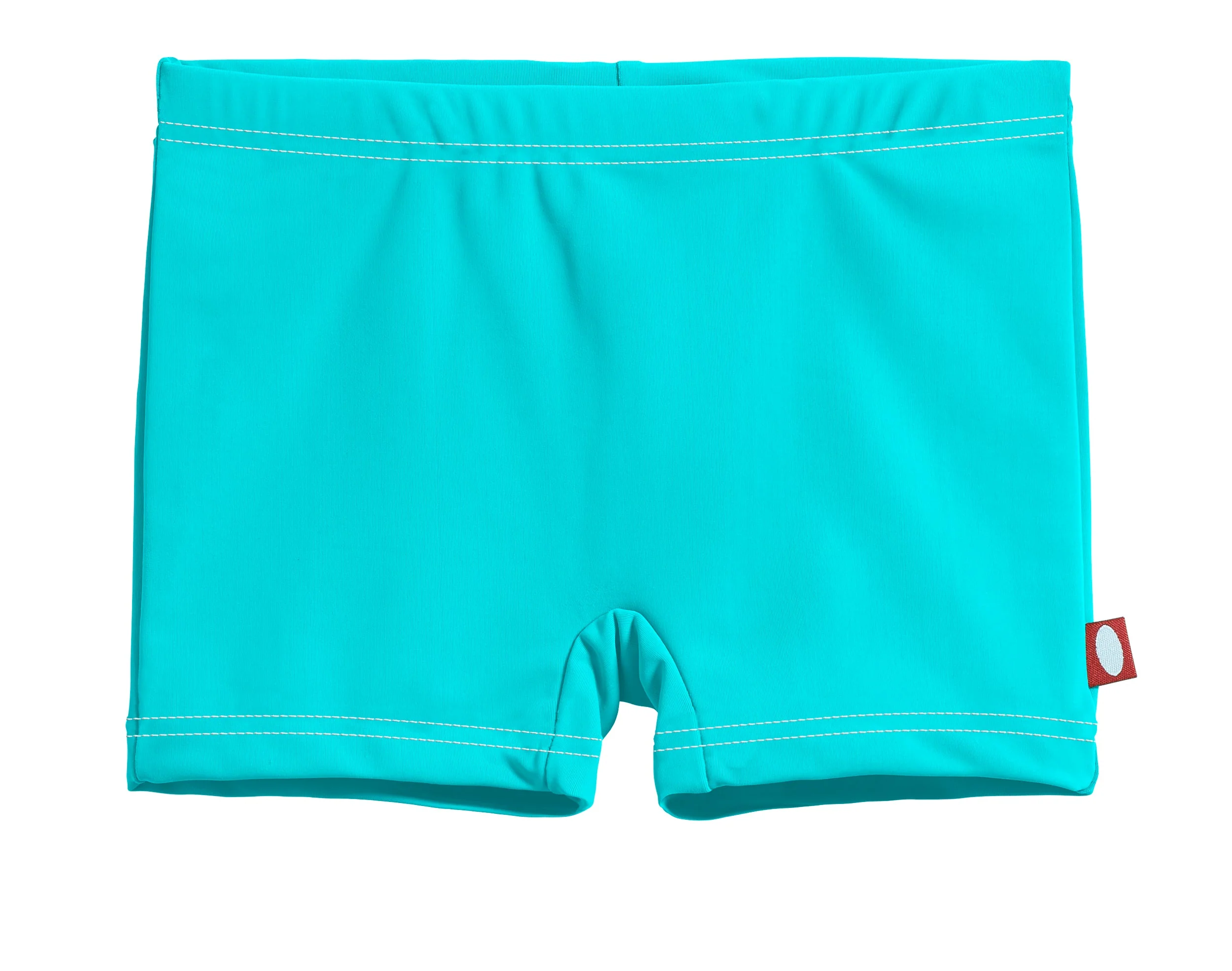 Girls UPF 50+ Swim Boy Shorts  | Turquoise w- White Stitch - Remutear