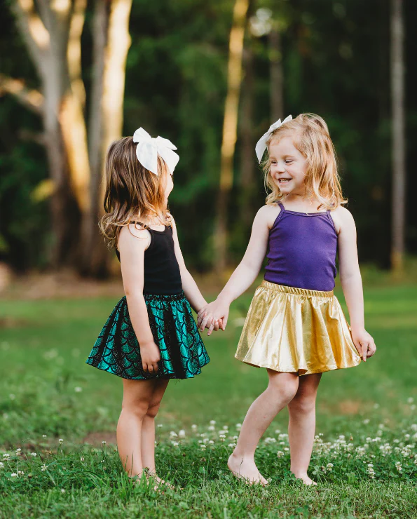 Girls Novelty Circle Skirt | Turquoise Mermaid Sparkle - Remutear
