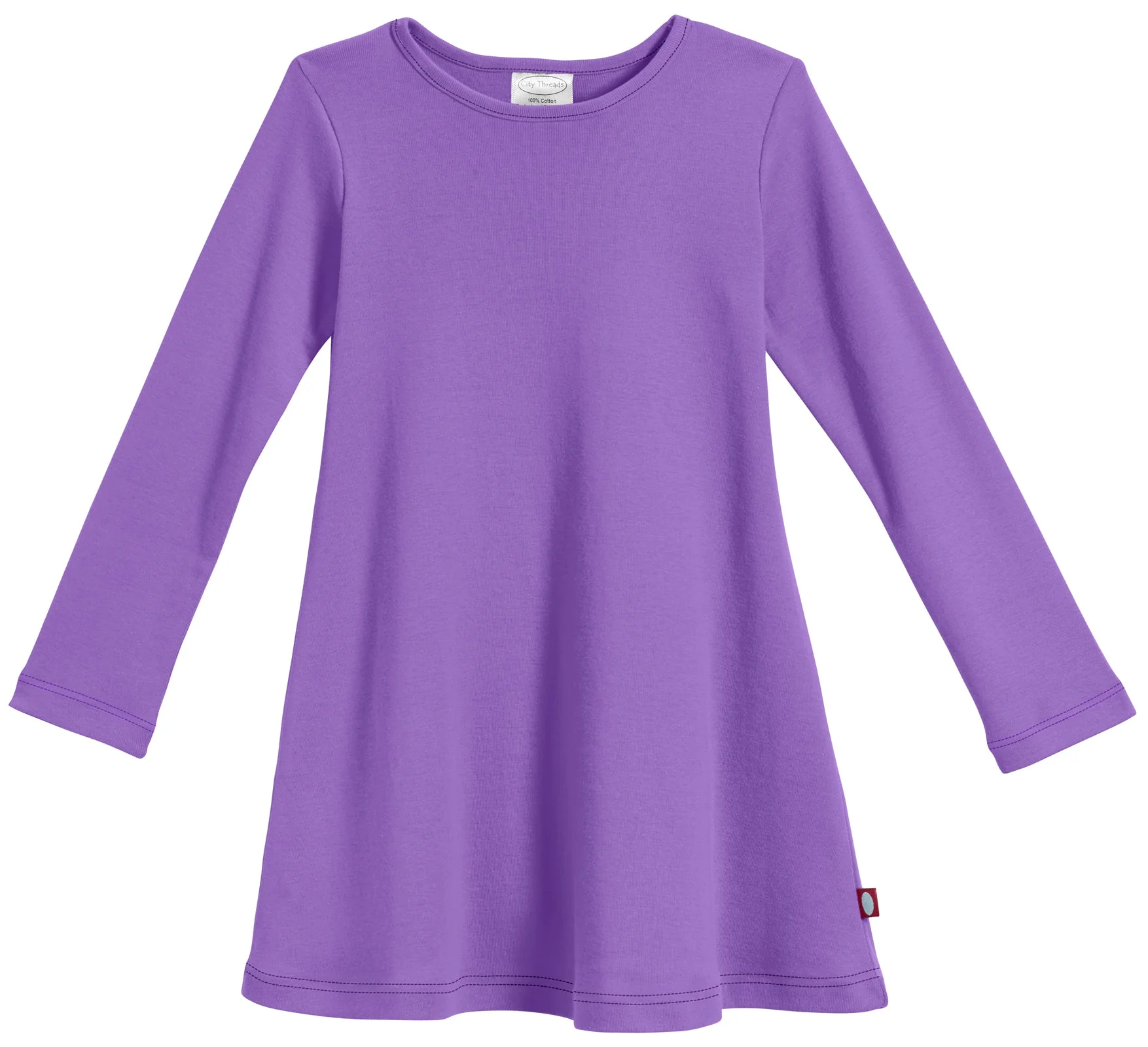 Girls Soft Cotton Long Sleeve Baby Rib Dress | Deep Purple - Remutear