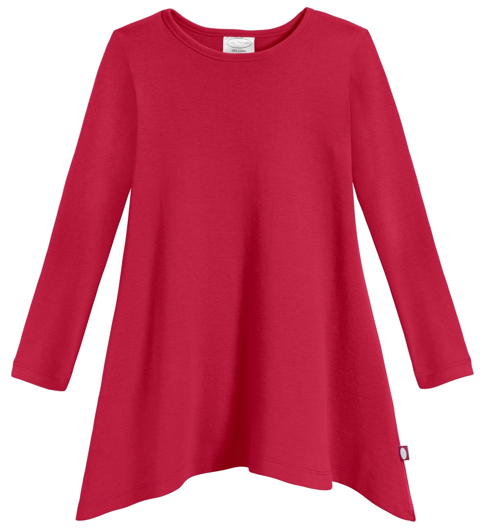 Girls Soft Cotton Jersey Long Sleeve Shark Bite Tunic | Candy Apple - Remutear