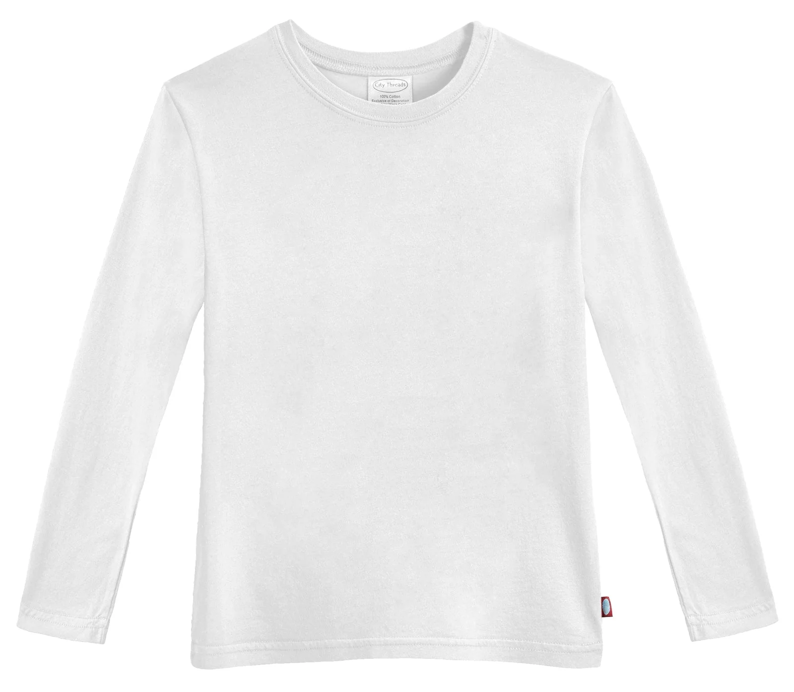 Boys Soft Cotton Jersey Long Sleeve Tee | White - Remutear
