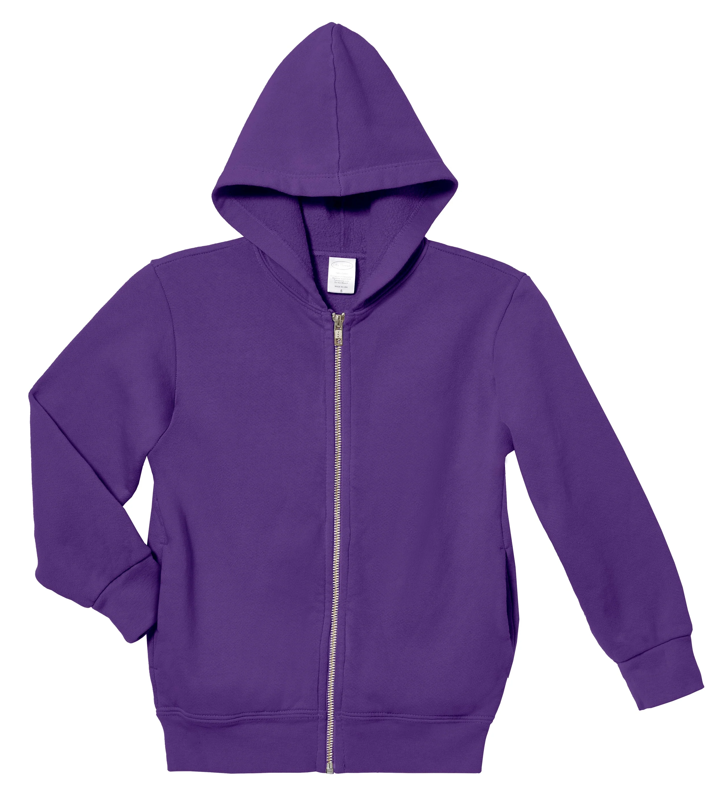 Soft & Cozy 100% Cotton Fleece Zip Hoodie with Inner Pockets | Purple - Remutear