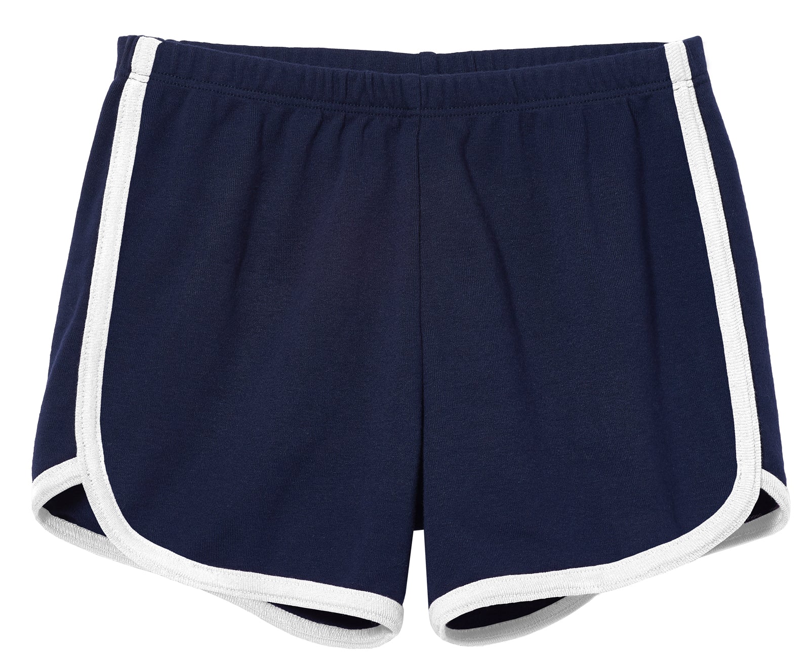 Girls Soft Cotton Knit Short with Trim | Navy w. White Trim - Remutear